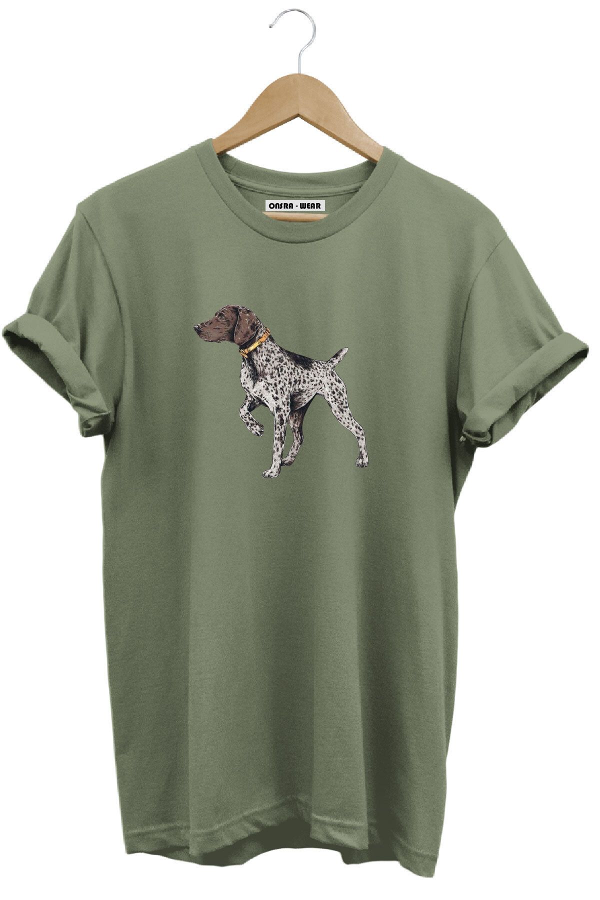 MODA Avcılık Hunting Pointer Av Köpeği Baskılı Doğa Vahşi Yaşam %100 Pamuk Regular Fit T-Shirt