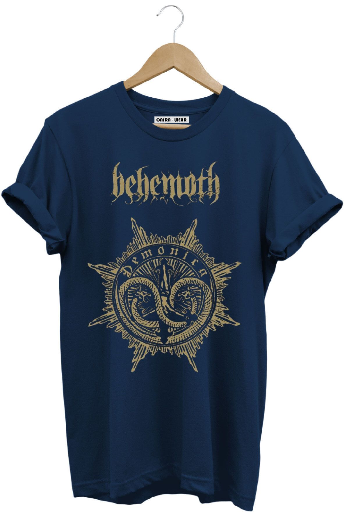 MODA Behemoth Gotik Streetwear Baskılı %100 Pamuk Regular Fit T-Shirt