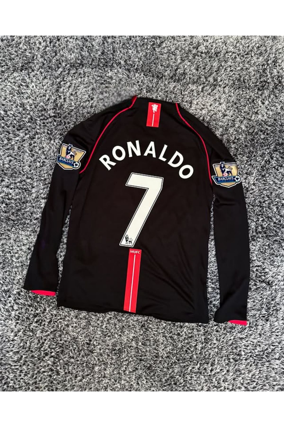 Legent Lady C.ronaldo 2007/08 United Retro Uzun Kol Siyah Futbol Forması Hava Alabilen Özel Forma Kumaşı