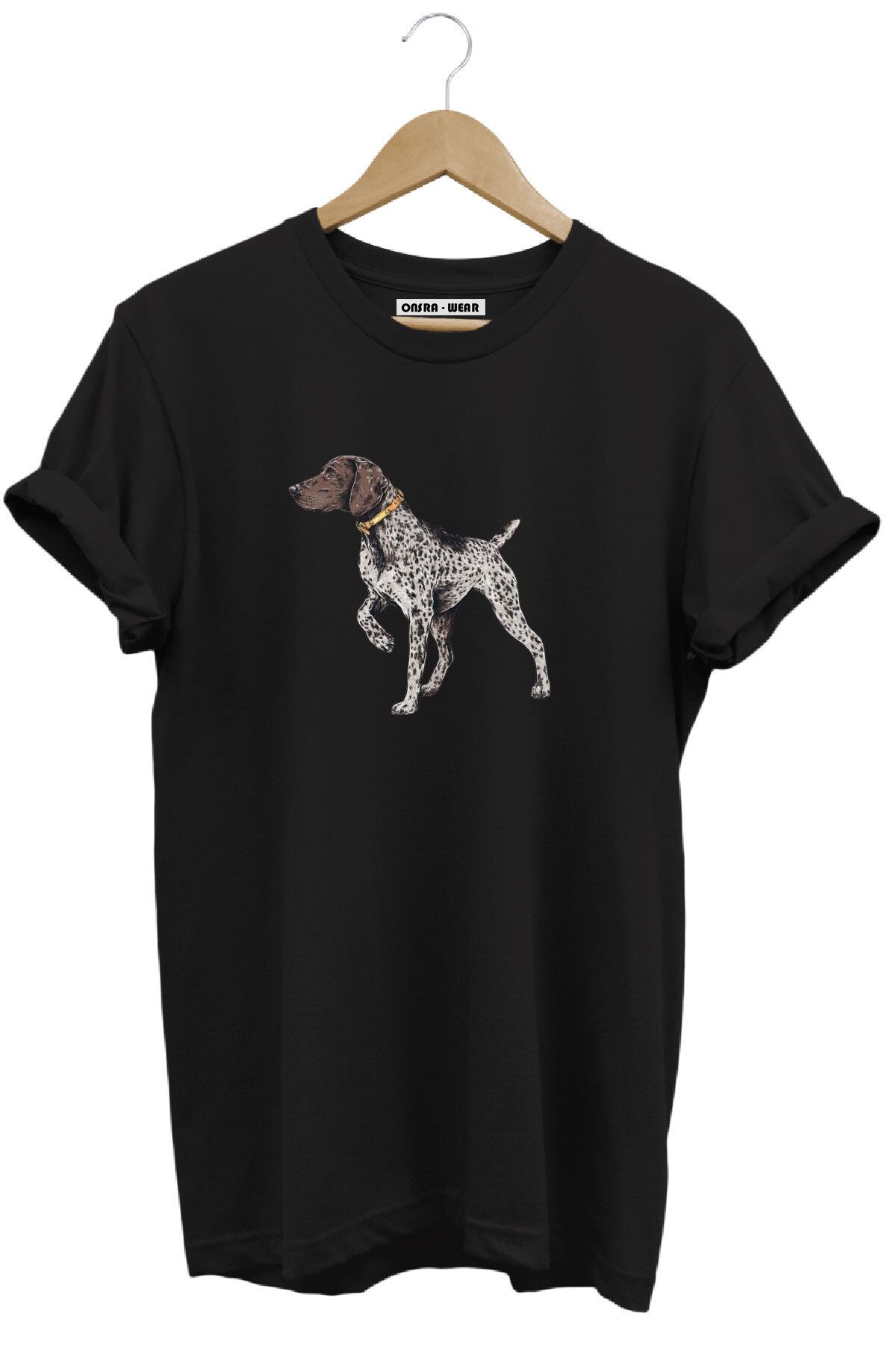 MODA Avcılık Hunting Pointer Av Köpeği Baskılı Doğa Vahşi Yaşam %100 Pamuk Regular Fit T-Shirt