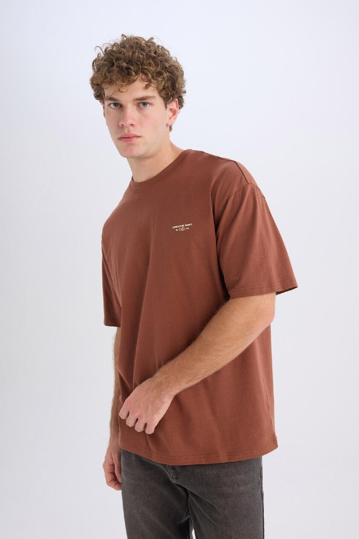 DeFacto-Boxy Fit Crew Neck Back Potištěné tričko s krátkým rukávem D5159AX25SP 8