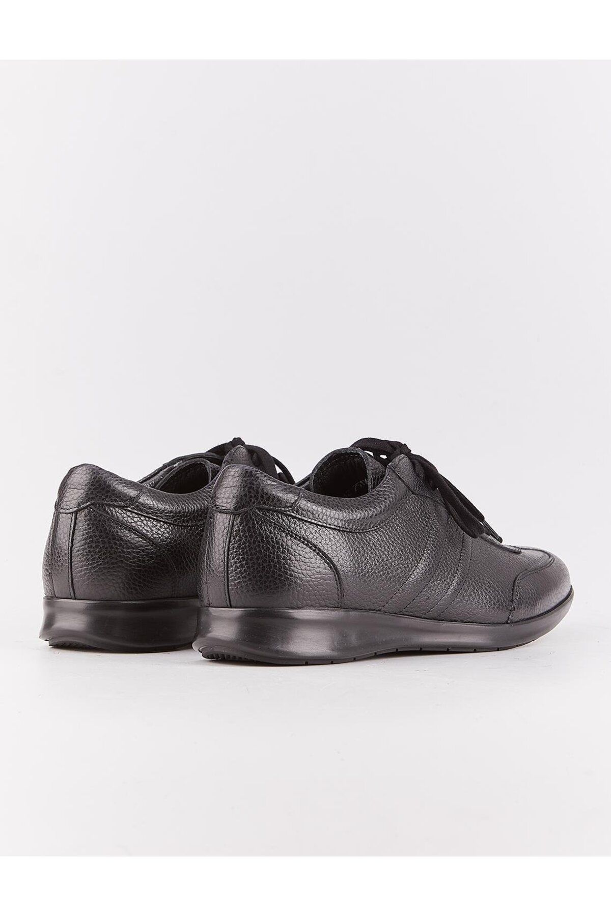 Cabani-Genuine Leather Black Lace Up Side Stitching Motif Men's Casual Shoes 3