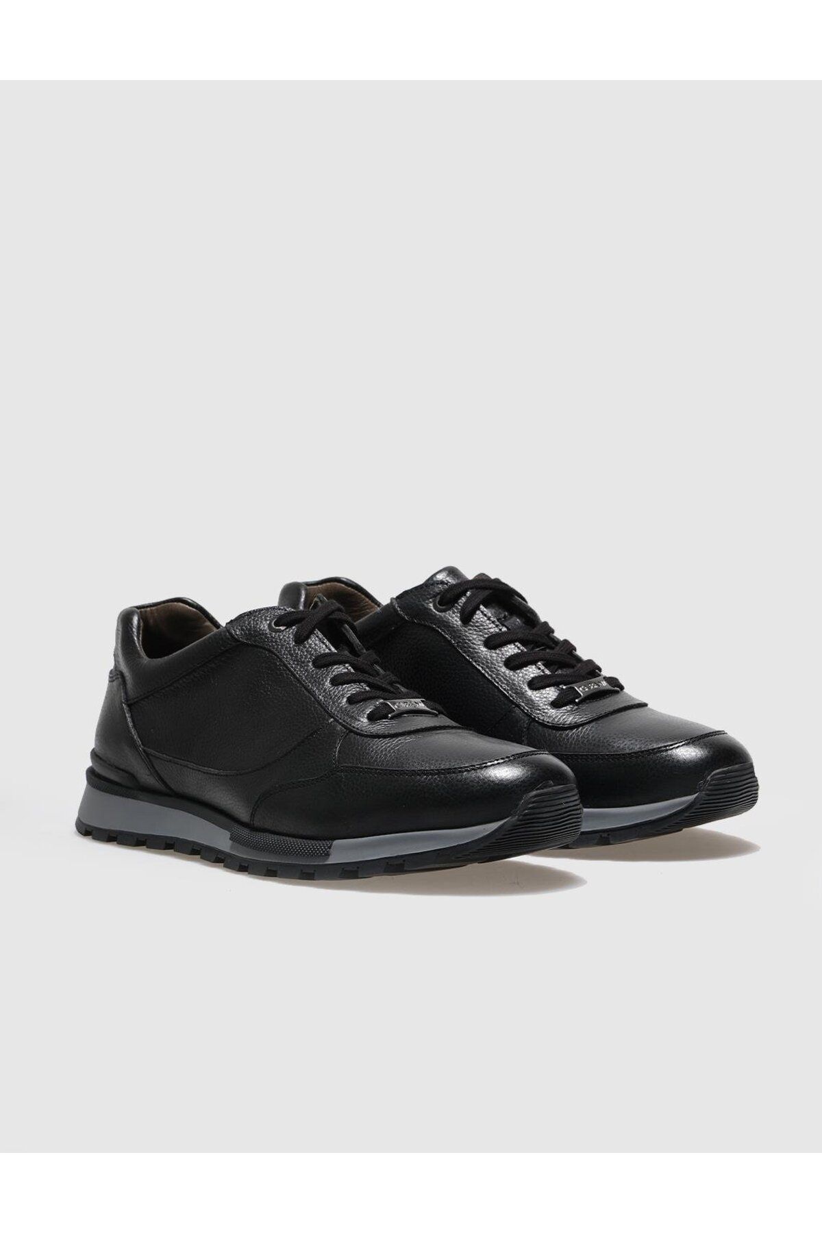 Cabani-Genuine Leather Black Lace-Up Men's Sports Shoes 2