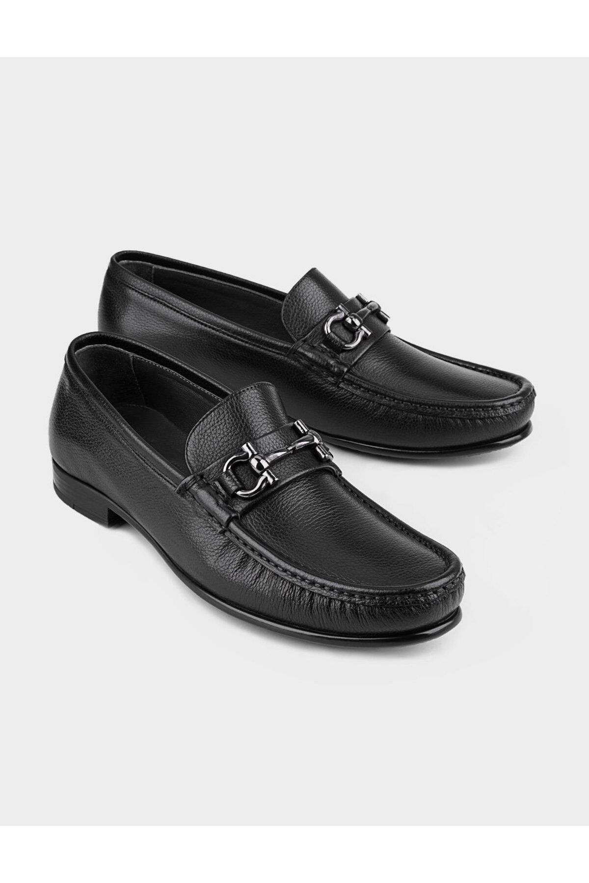 Cabani-Genuine Leather Black Men's Shoes with Metal Accessories 4