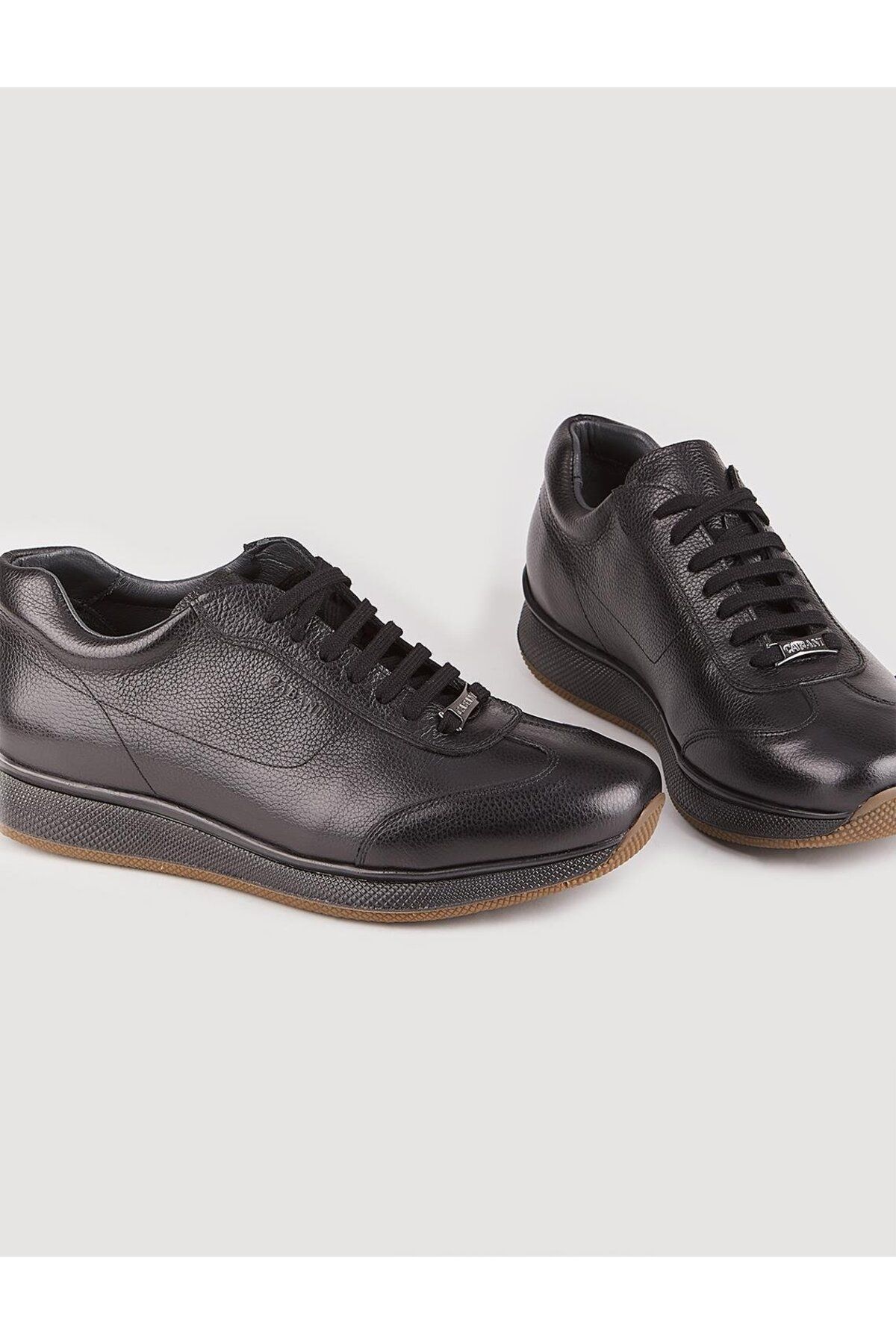 Cabani-Genuine Leather Black Lace-Up Men's Casual Sports Sneakers 4