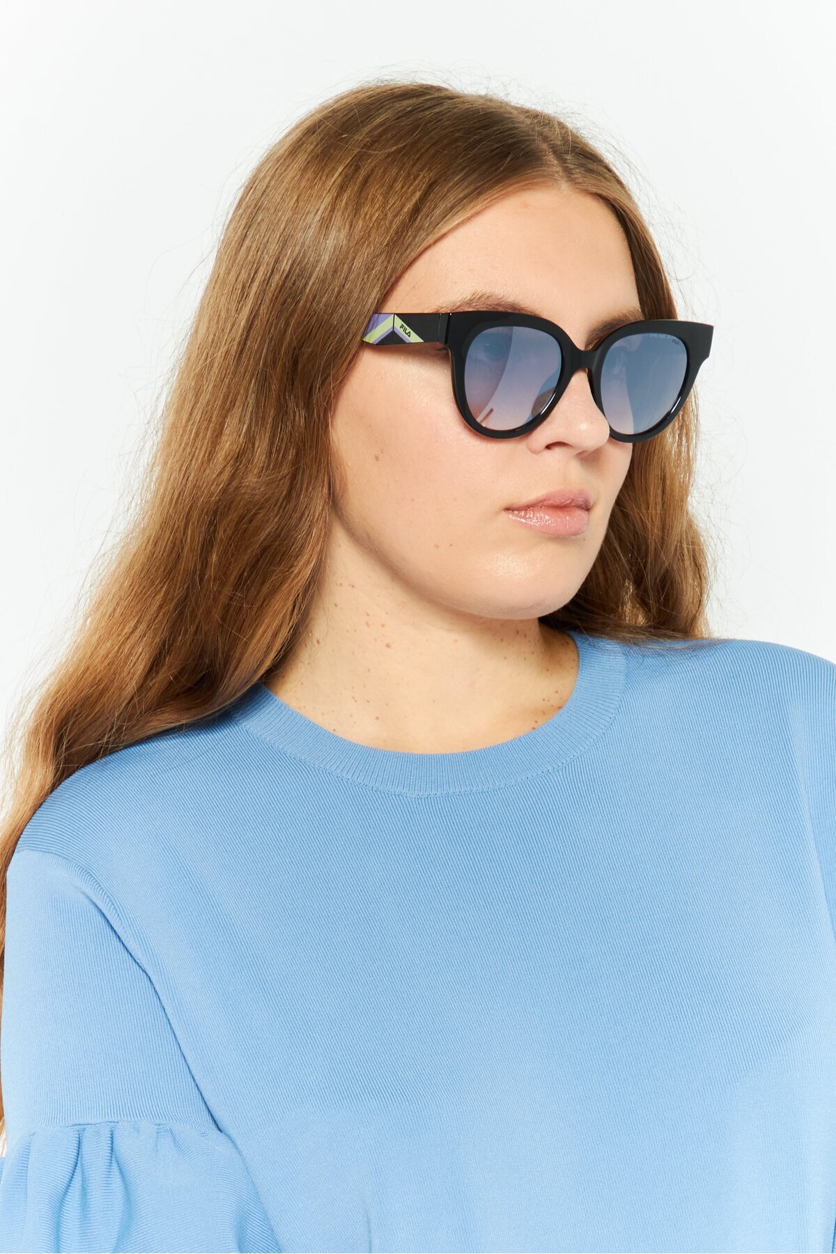 Fila-Women Sfi119v Round Sunglasses, Black/purple 2