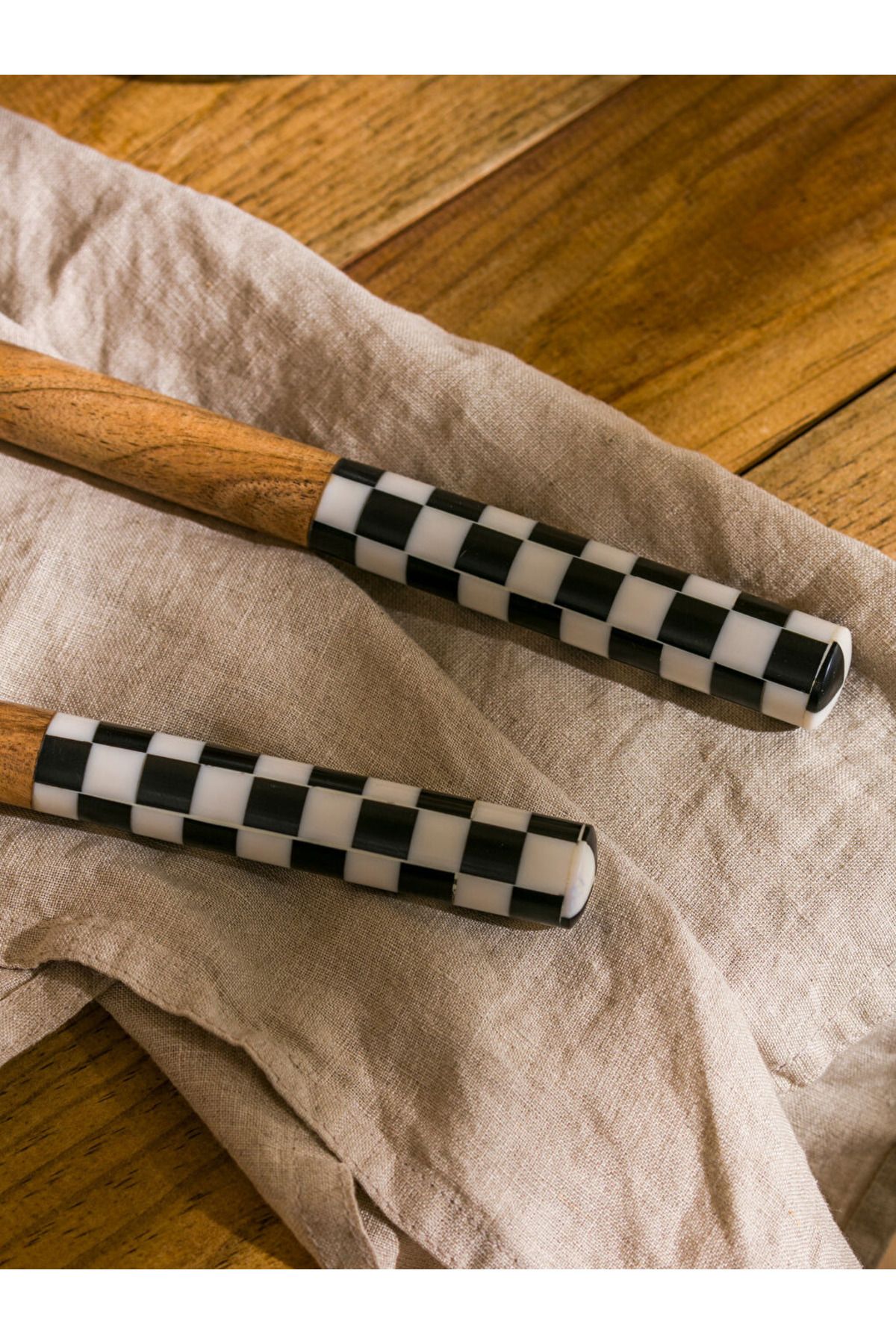 LC Waikiki-Lcw New Collection Dama Patterned Wooden Serving Utensils Set of 2 City 3
