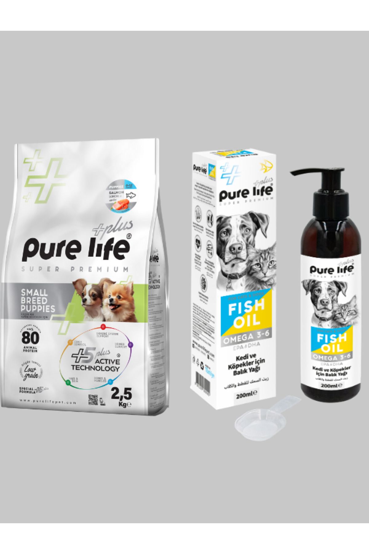 PureLife SOMONLU KÜÇÜK IRK YAVRU KÖPEK 2,5 KG  OMEGA 3-6 BALIK YAĞI 200ML