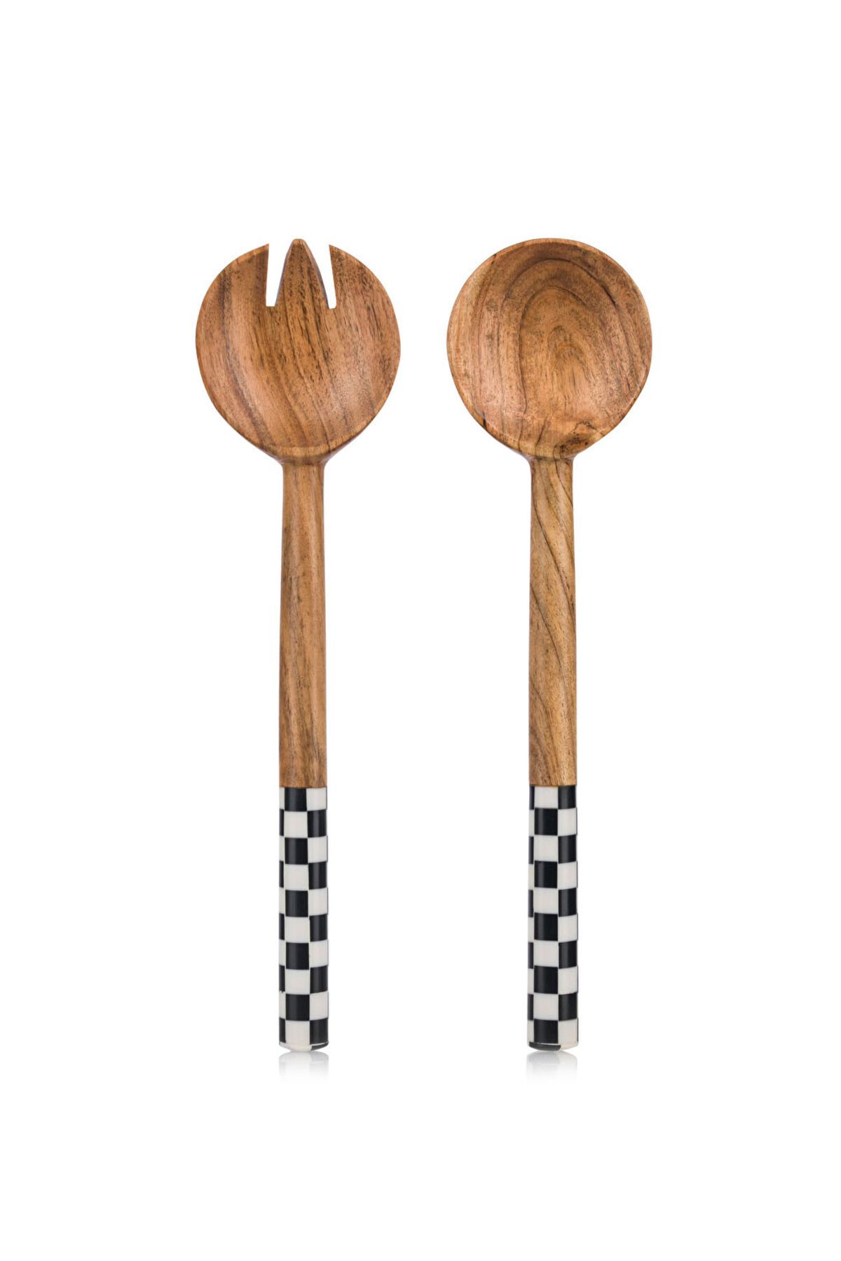 LC Waikiki-Lcw New Collection Dama Patterned Wooden Serving Utensils Set of 2 City 5