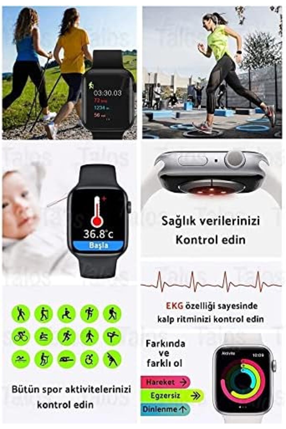 STOREMAX httphop Akıllı Saat Watch 7 Şarj, Coverzone, Ekran Kablosuz 75 inch İzleme 1, Ölçüm Sağlık