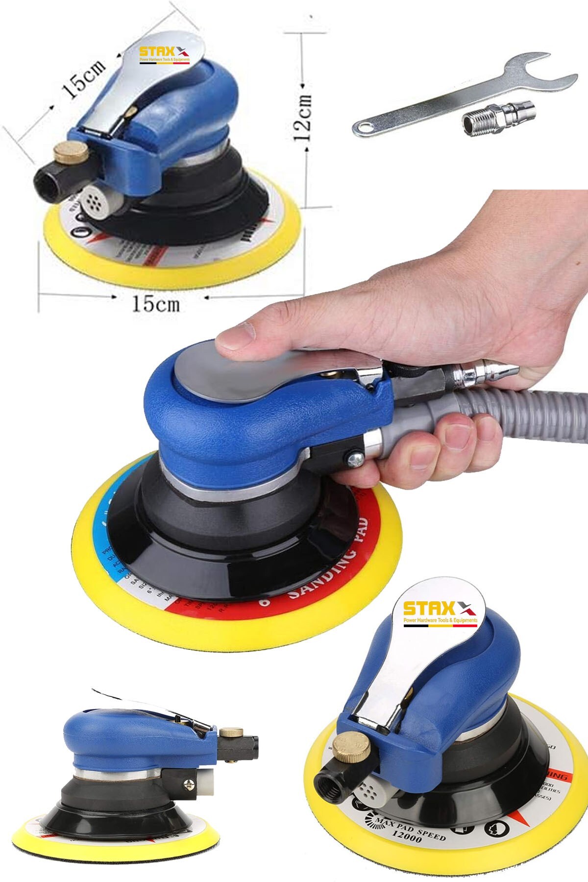 STAXX POWER ST1512HZ Yüksek Devirli Havalı Orbital Zımpara Polisaj