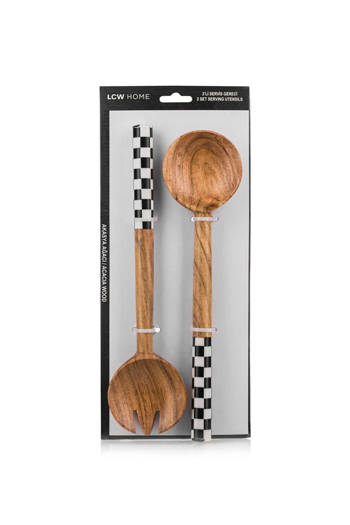 LC Waikiki-Lcw New Collection Dama Patterned Wooden Serving Utensils Set of 2 City 4
