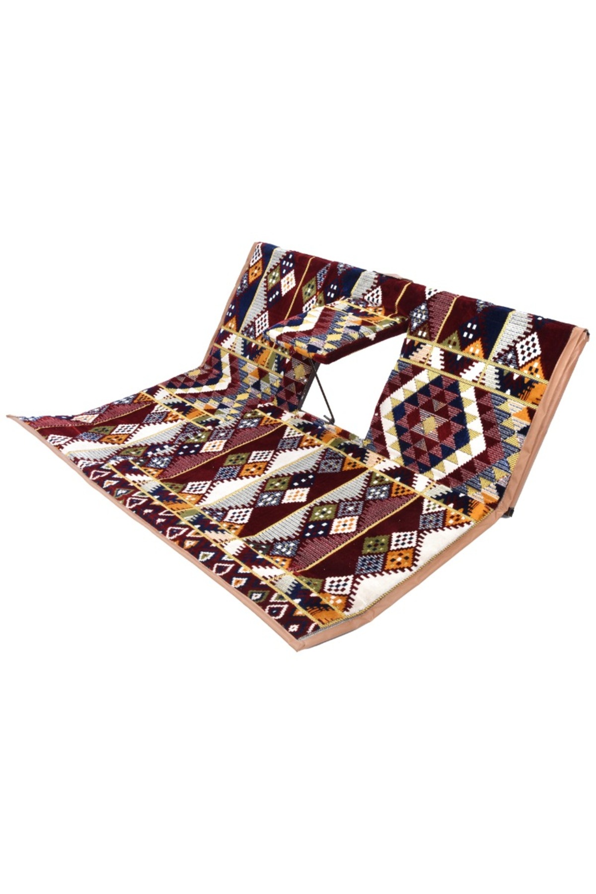 كرسي أرضي للرحلات مع تكاية في الوسط – شخصين – متعدد الألوان