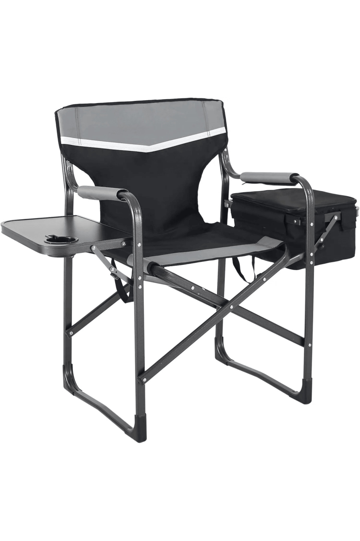 كرسي مع طاولة جانبية وحقيبة تبريد للاستخدام الخارجي