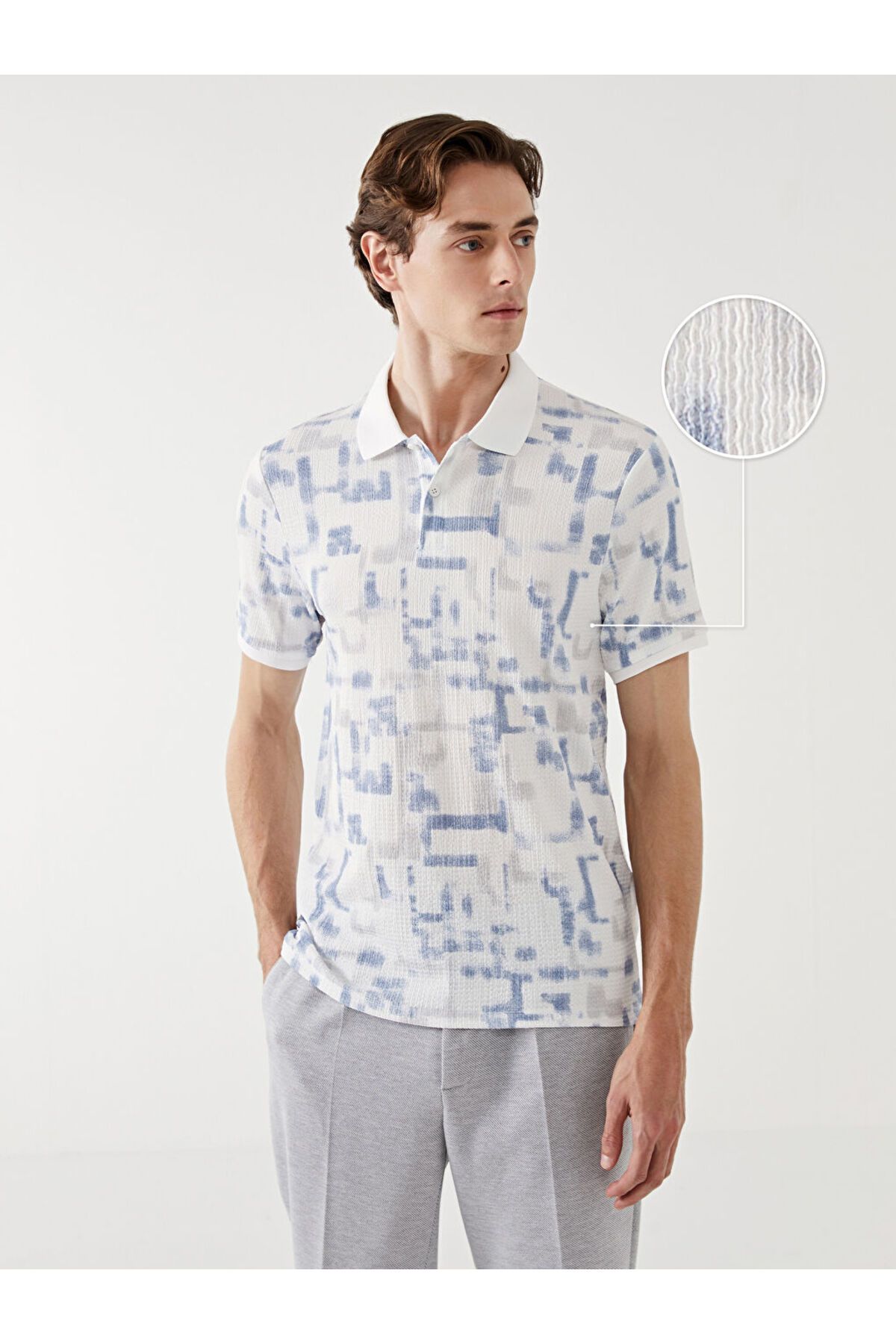 LC Waikiki Polo Yaka Kısa Kollu Desenli Erkek Tişört