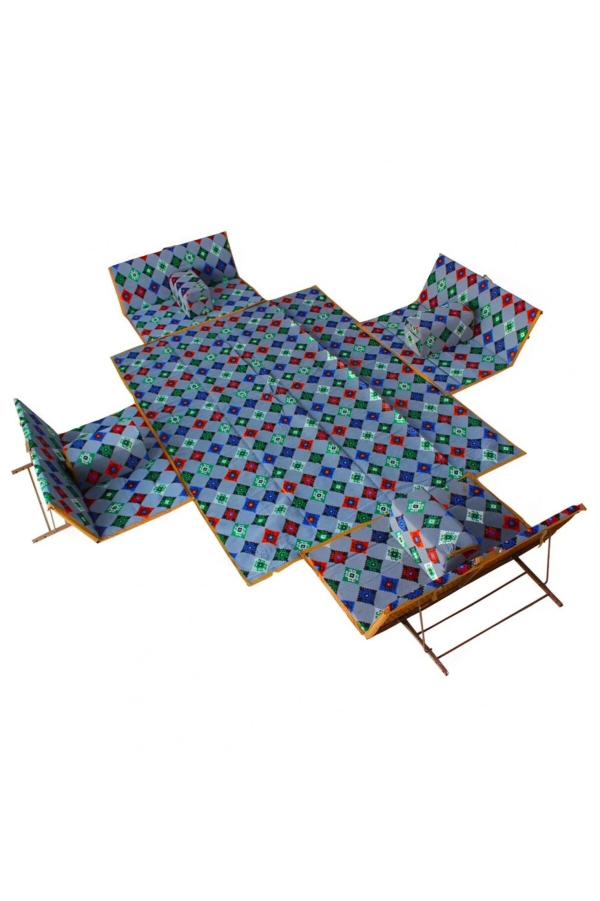 طقم جلسات أرضية للحوش والرحلات البرية تتسع 8 أشخاص – قماش سوري