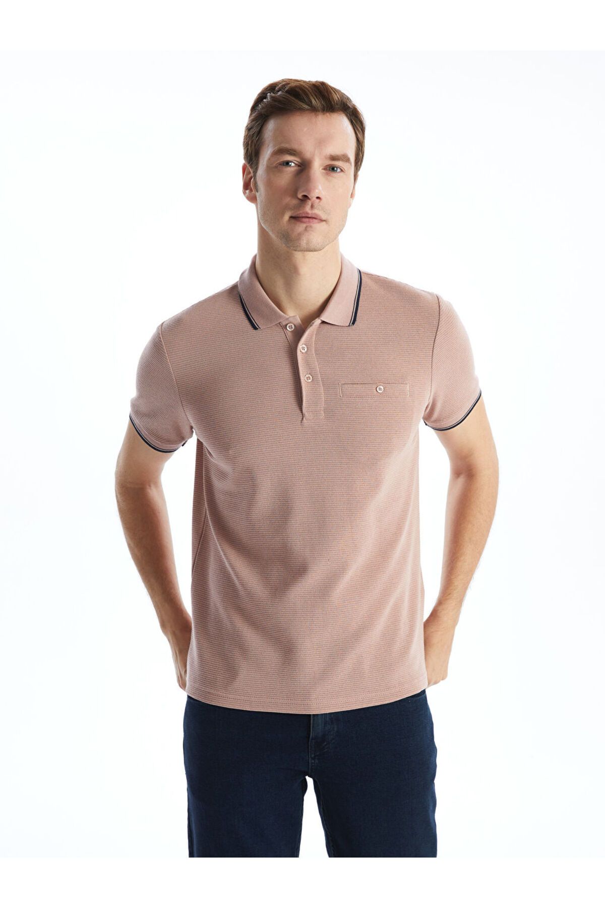 LC Waikiki Polo Yaka Kısa Kollu Erkek Dokulu Tişört