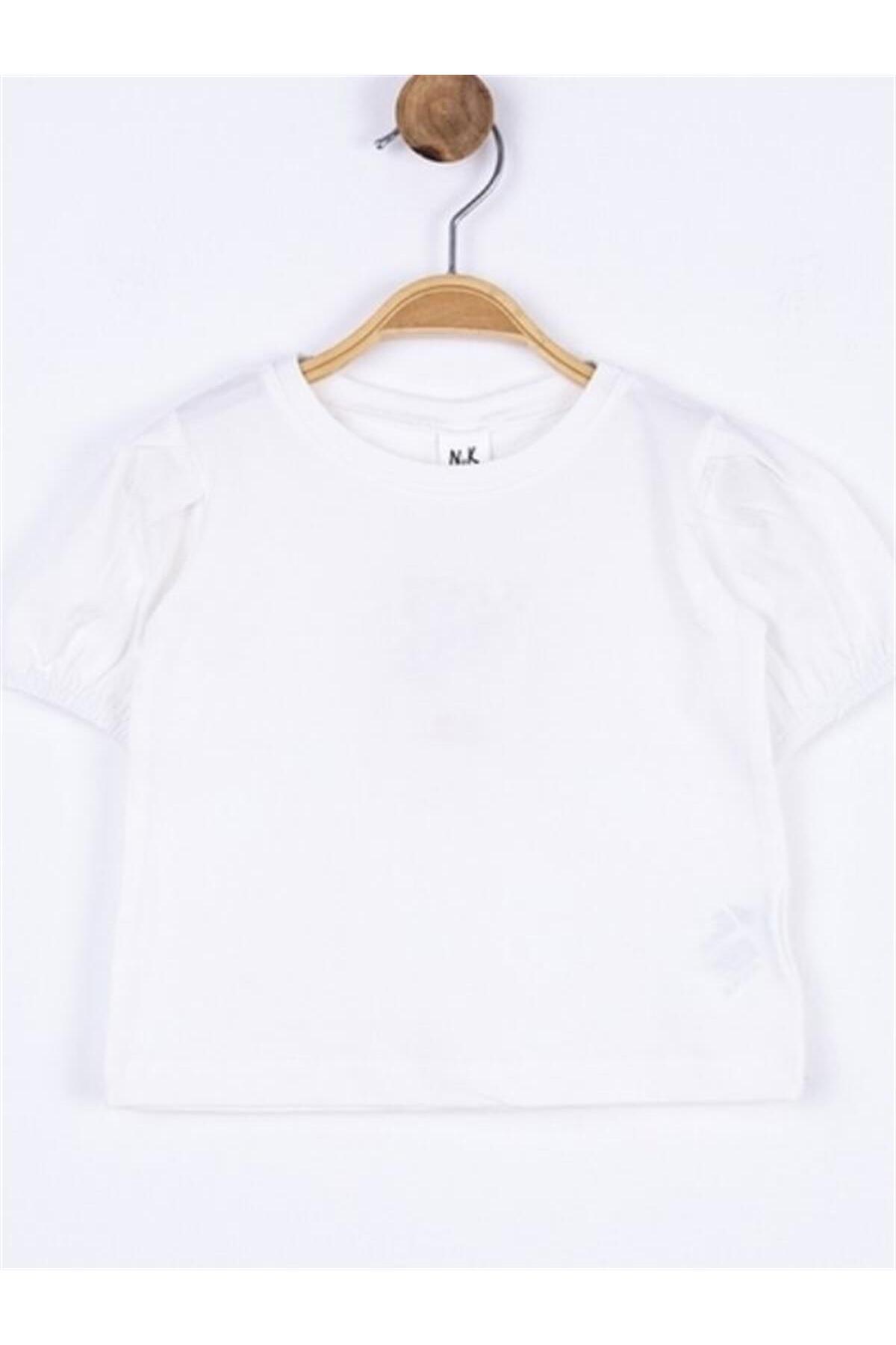 NK Kız Bebek Pamuklu Kısa Kol Kol Büzgülü Basic Tshirt fotoğrafı 4 (önizleme)