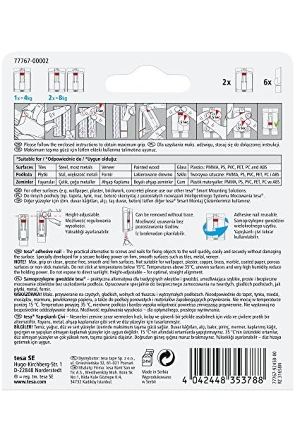 STOREMAX Erhnshp için, beyaz düz yüzeyler metal ve tırnak fayans, kendinden yapışkanlı çıkarılabili