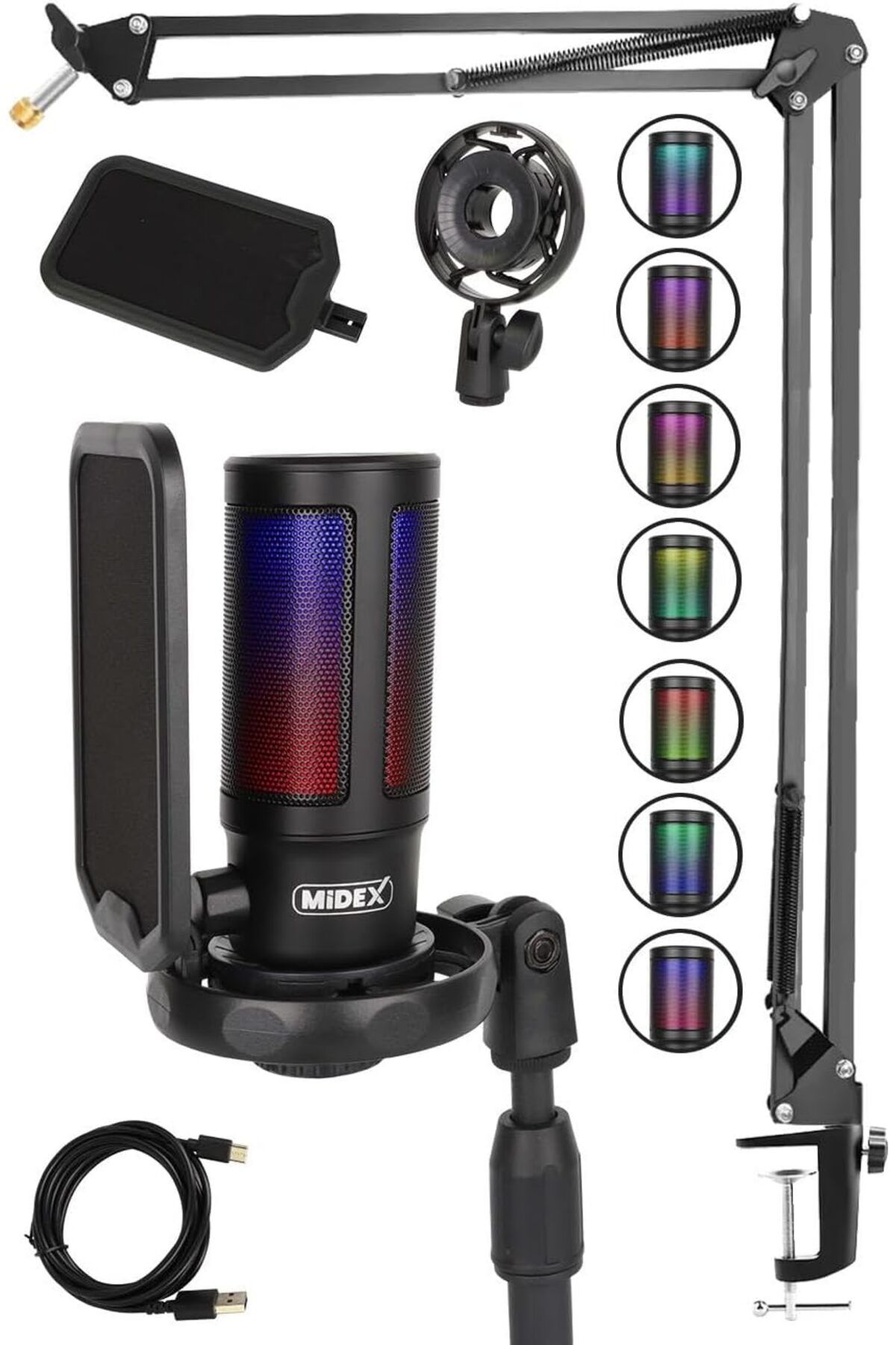 STOREMAX dliaShp V6 RGB Set USB Oyuncu ve Yayıncı Mikrofonu Condenser Stüdyo (Kayıt Gaming Tiktok Twitch