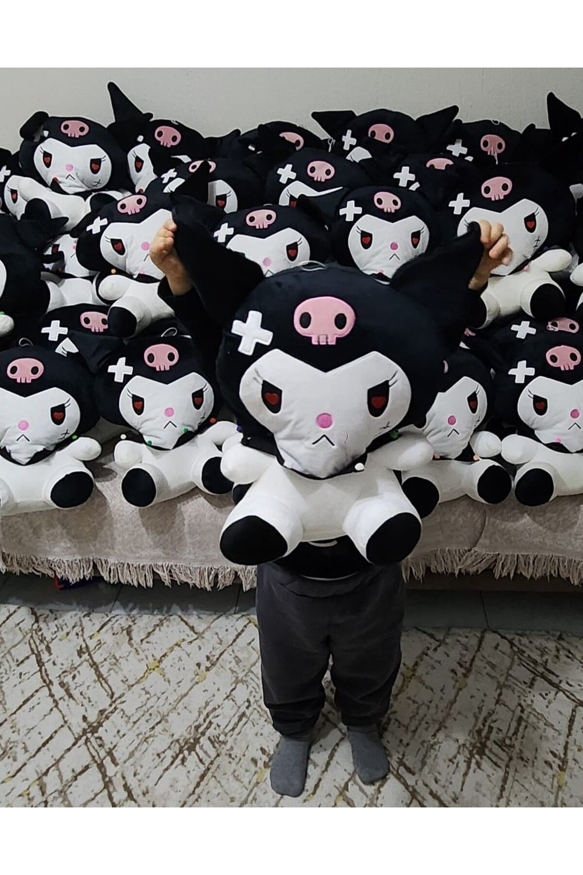 AİLENİZİN OYUNCAKCISI Kawaii Sanrio Sakura Kuromi Peluş Oyuncak 50 Cm  Uyku Arkadaşım