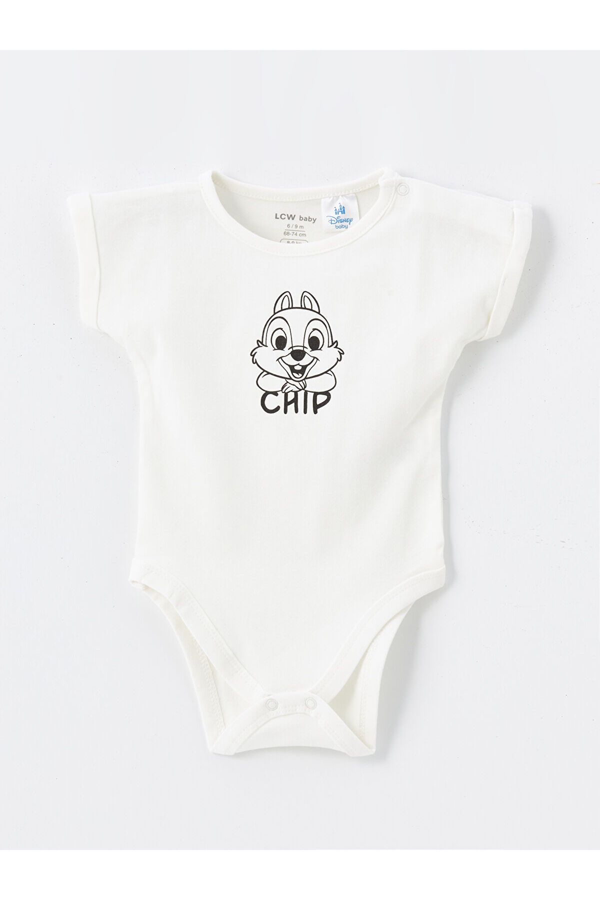 LC Waikiki Bisiklet Yaka Kısa Kollu Chip and Dale Baskılı Erkek Bebek Çıtçıtlı Bodysuit