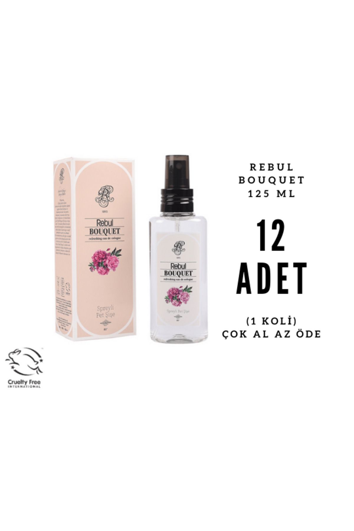 Rebul Bouquet - Buket Edc 125ml Sprey Pet Şişeli Kolonya 12 Adet (1 Koli)