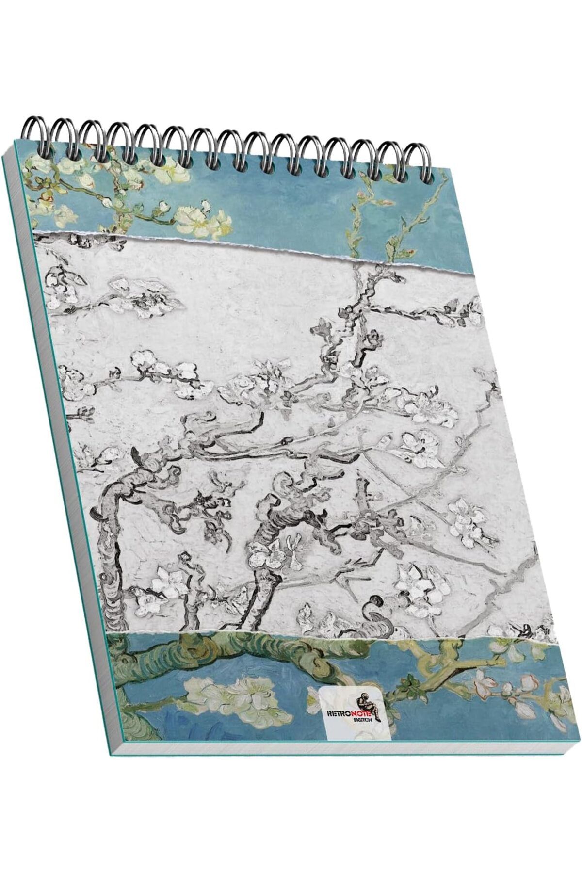 STOREMAX Almond Blossoms, Van Gogh 1890, A5 Eskiz Defter II, Çizgisiz, 100 Sayfa, 100 gram, Beyaz