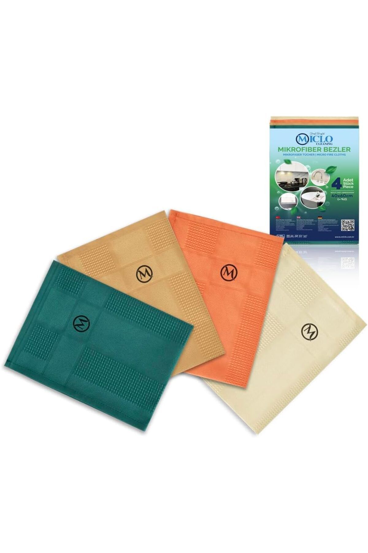 STOREMAX srh CLEANING | Mikrofiber Temizlik Bezi | Sihirli Bez, Cam Bezi Ayna Bezi | 4lü Paket | Zümrüt Se