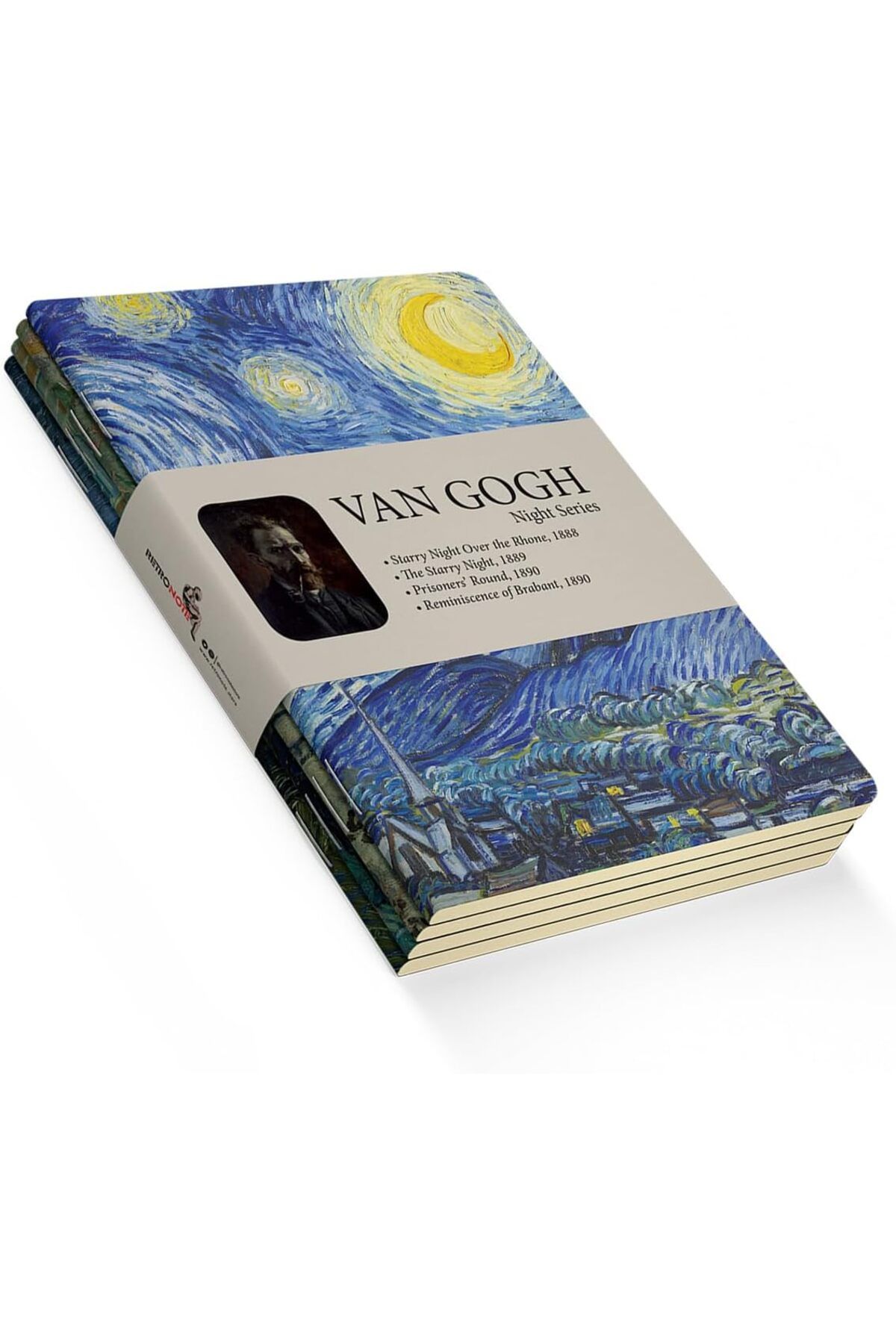 STOREMAX lbstorex Night Series - A6, Van Gogh 4'lü Defter Seti I, Çizgisiz, Toplam 192 Sayfa, Her biri 48 S