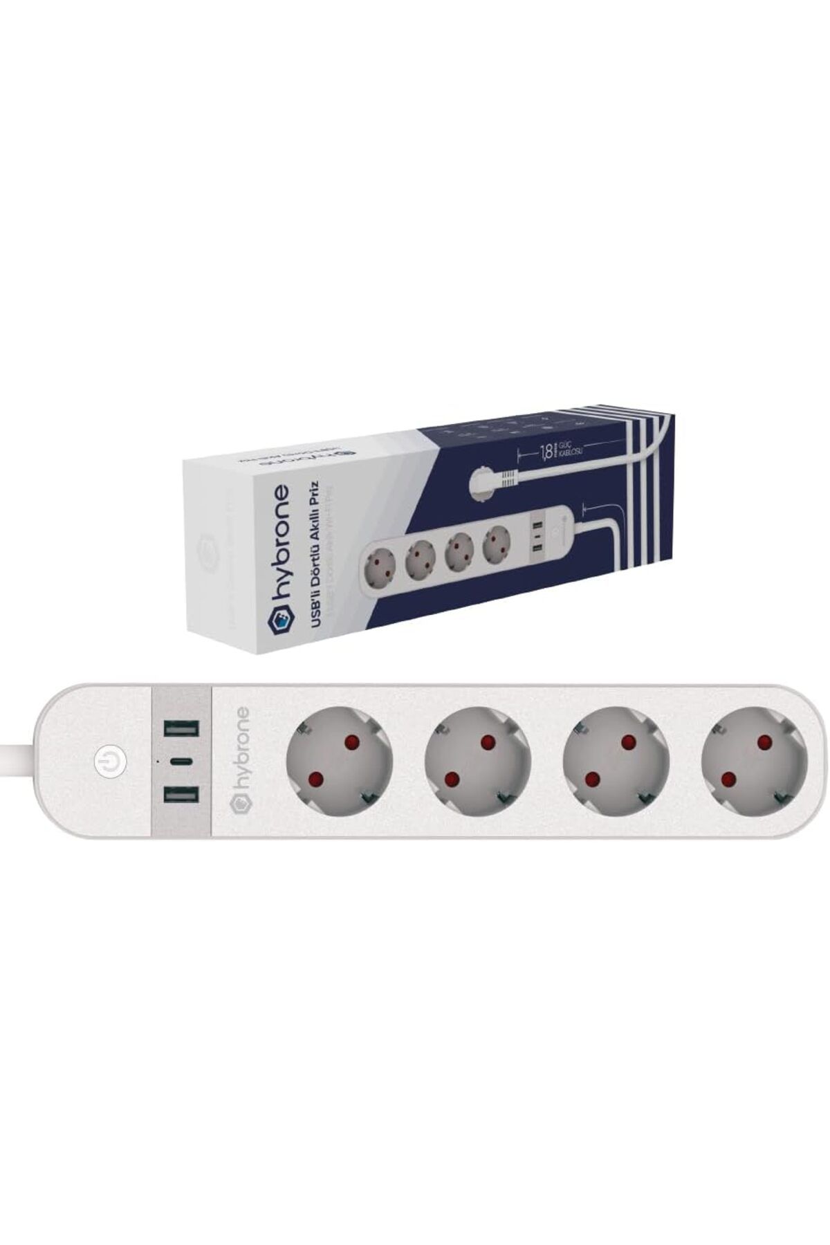 STOREMAX mrttnca USB ve Type-C Girişli Akım Korumalı Dörtlü Wi-Fi Akıllı Priz, 16 Amper, Enerji İzlem