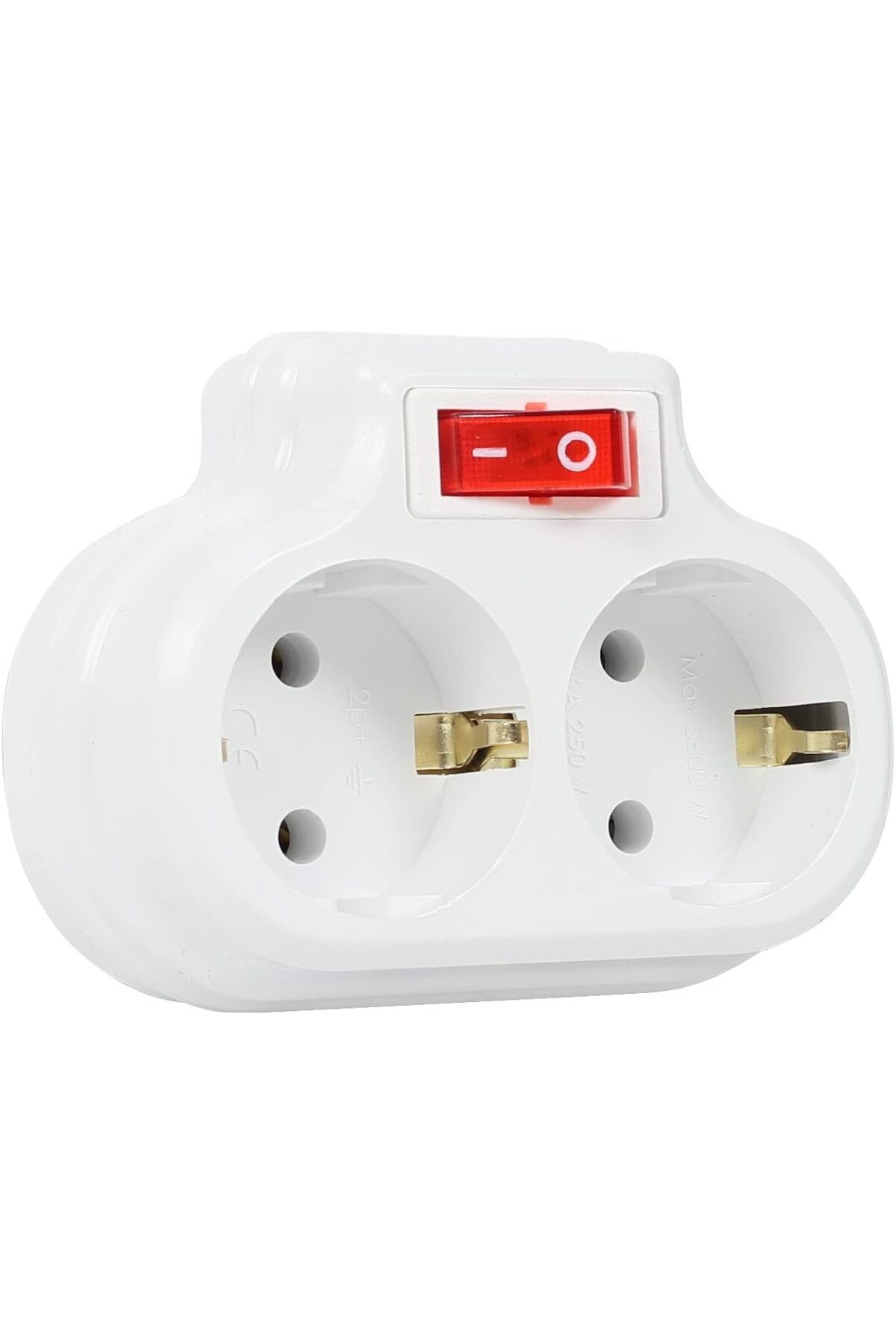 STOREMAX mrttnca 2'li Anahtarlı Golyat, İkili Topraklı Priz Çoklayıcı Fiş, Beyaz renk, 16A 250 Volt, M