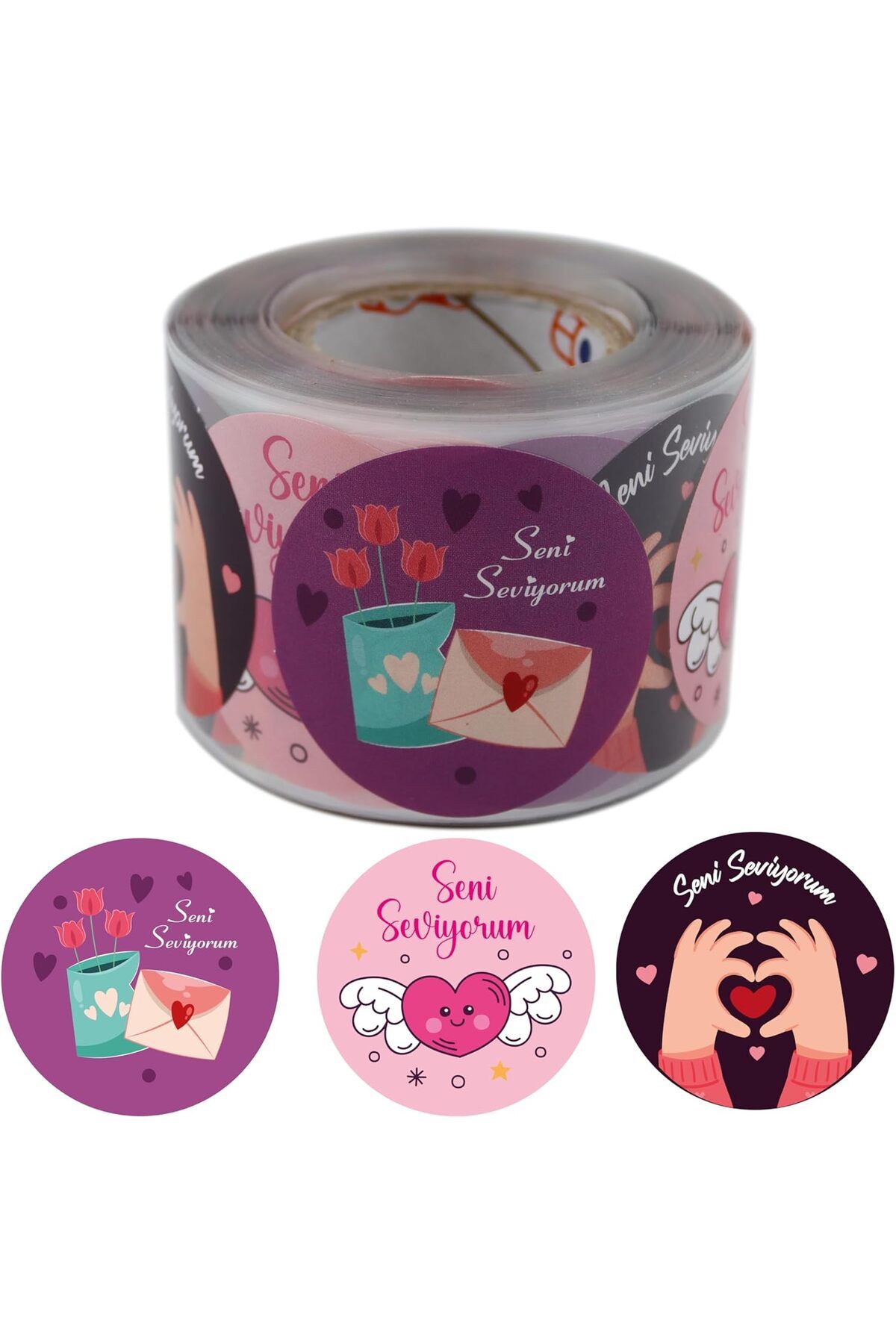 STOREMAX nffastore etiketler , hazır al hızlı al Seni Seviyorum Etiketi 5cm Çapında 500 Adet Kuşe Aşk