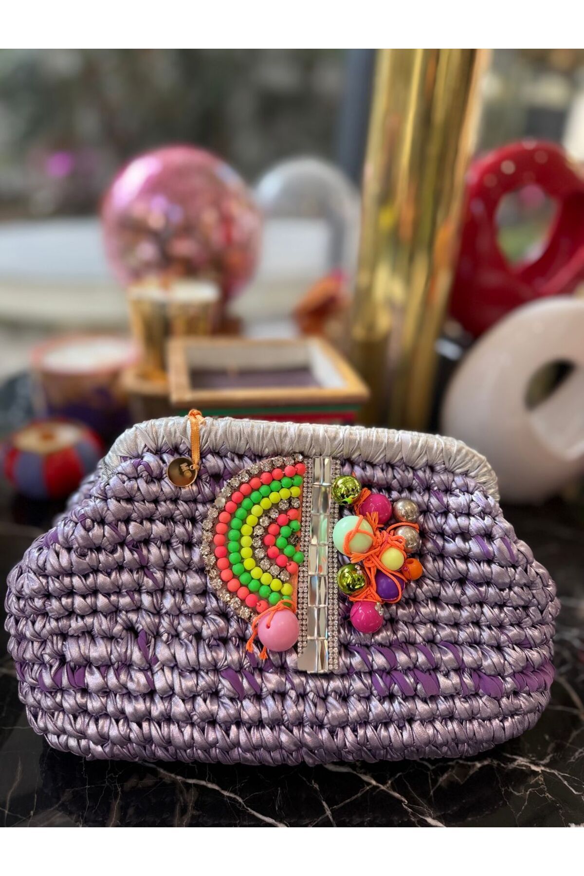 Home Özel Tasarım Mor Detaylı Renkli Clutch