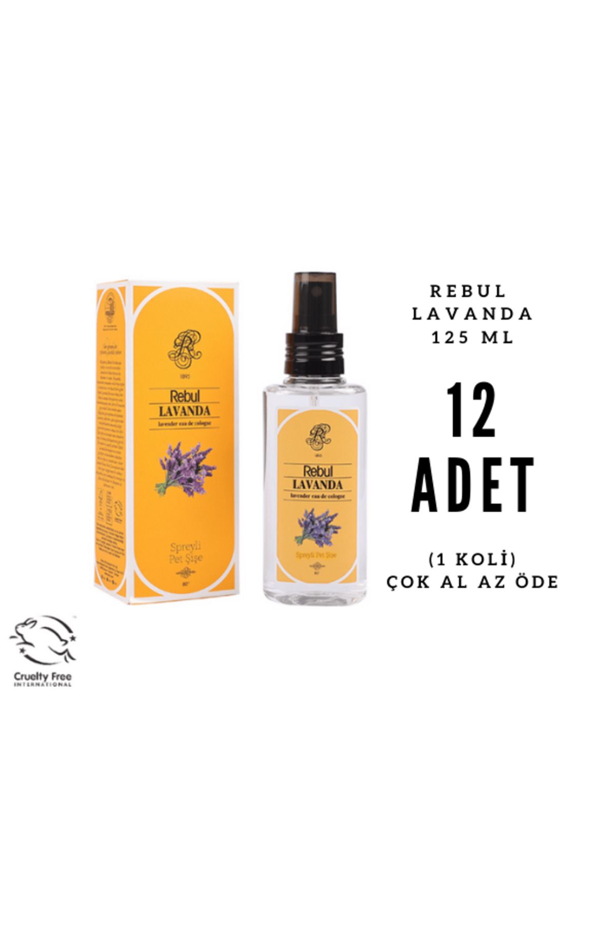 Rebul Lavanda - Lavanta Edc 125ml Sprey Pet Şişeli Kolonya 12 Adet (1 Koli)