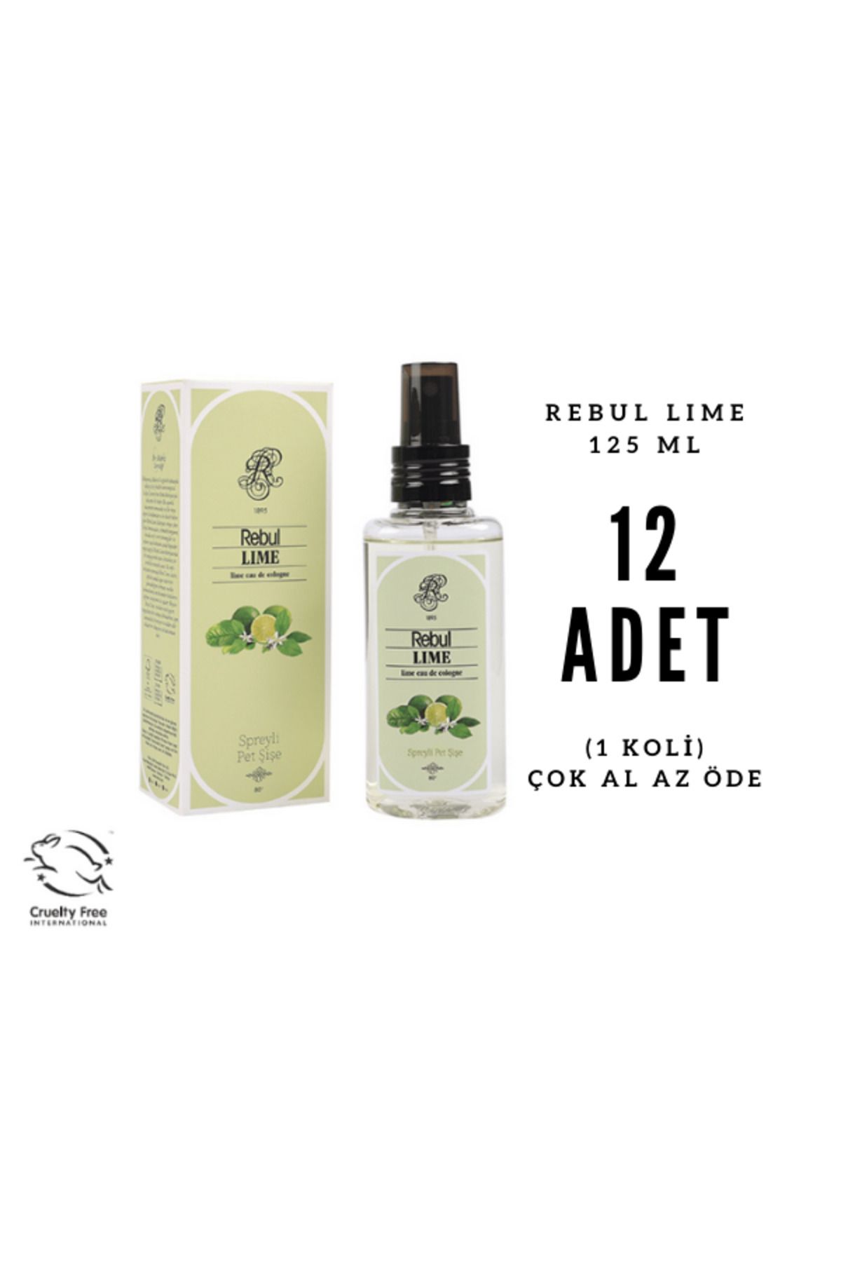 Rebul LIME - Limon Edc 125ml Sprey Pet Şişeli Kolonya 12 Adet (1 Koli)