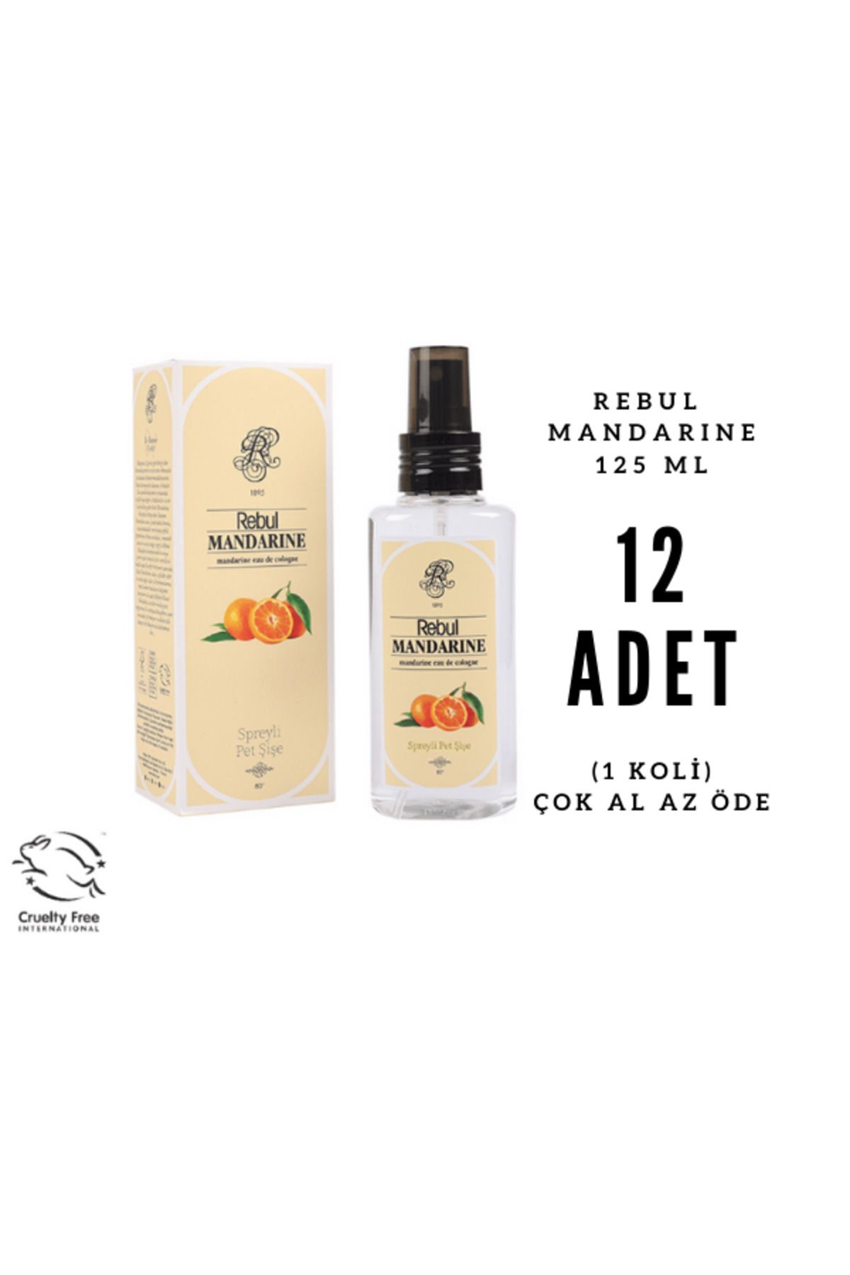 Rebul Mandarine - Mandalina Edc 125ml Sprey Pet Şişeli Kolonya 12 Adet (1 Koli)