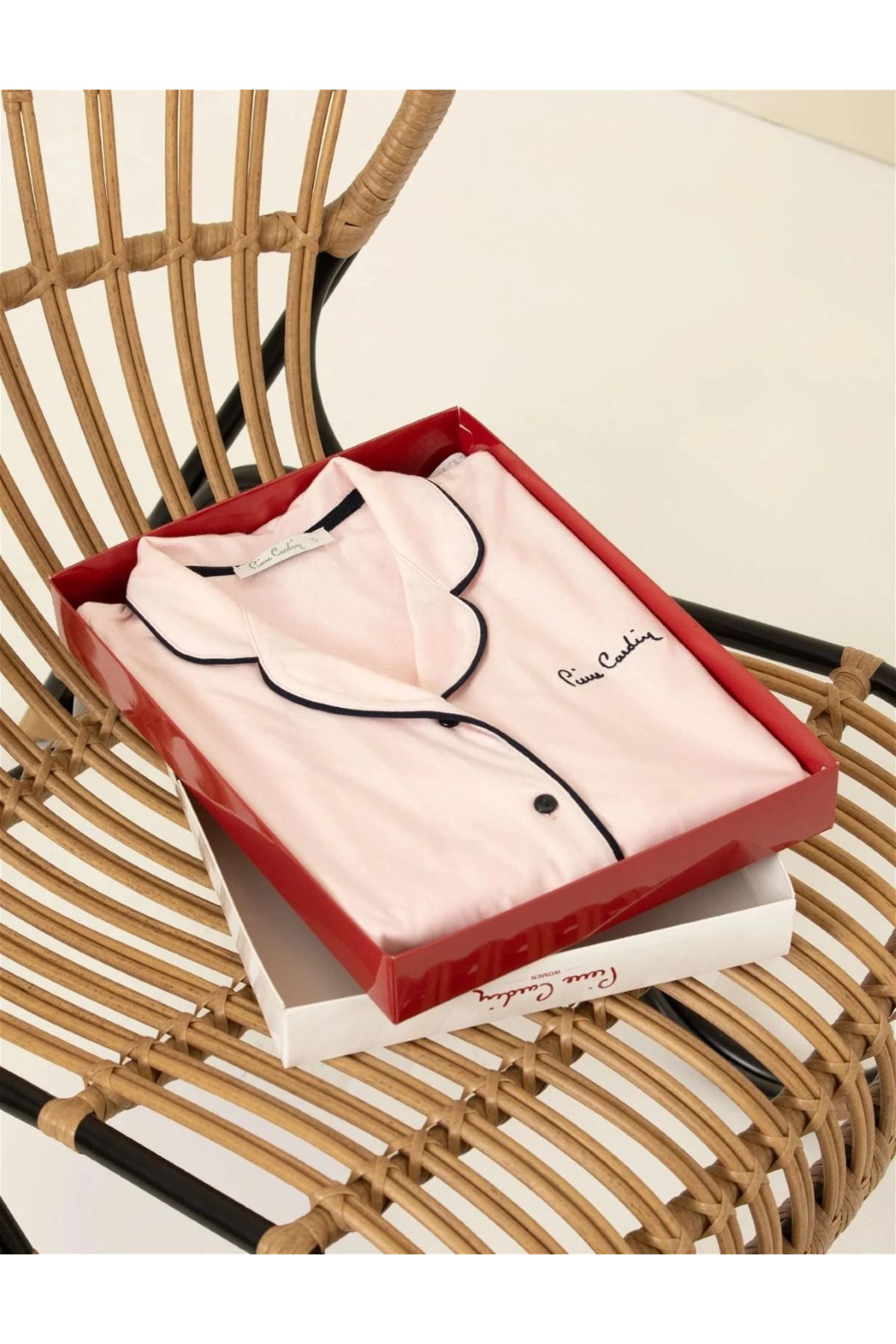 Pierre Cardin-Women's Powder Salmon Cotton Modal Pajamas Set - Tall Placket, Boxed Q8.U.8O.K2.K.A8.P.C 2