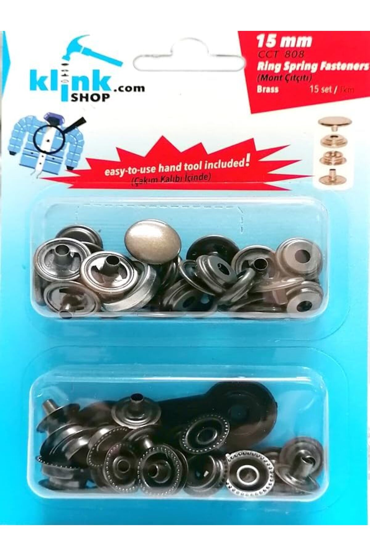 STOREMAX buxystorem 15 mm Kendin Yap Kiti, Kalın Mont, Giyim, Çanta, Deri için Çekiçle Uygulama Aparatla