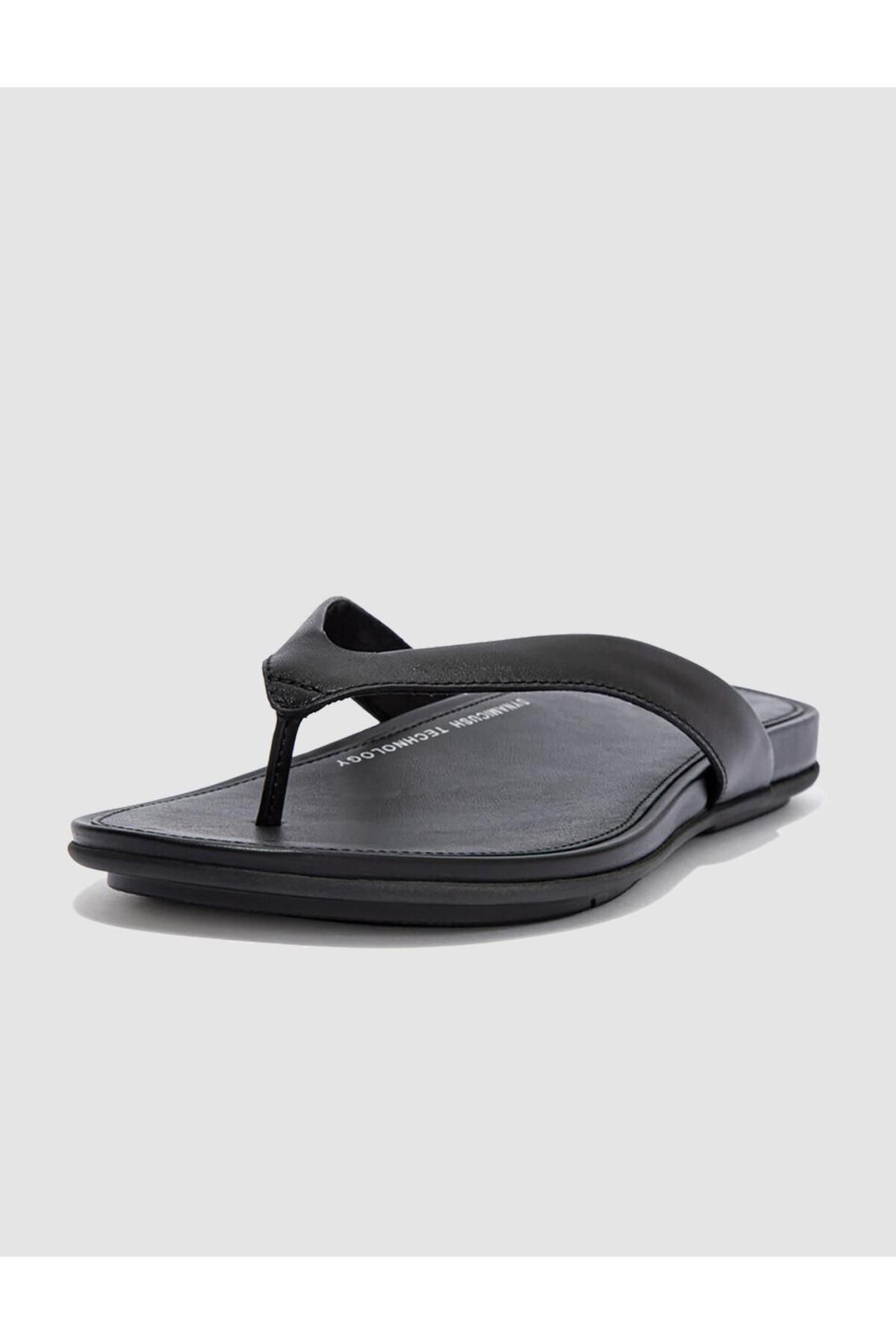 Fitflop-Gracie Eo8 Black Women's Flip Flops Leather Slippers 4
