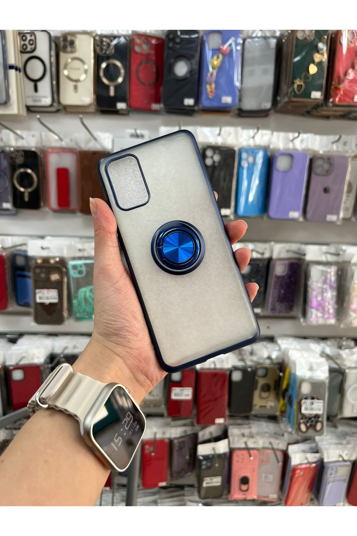 TECNOTREND Galaxy S11 Uyumlu Renkli Çerçeveli Buzlu Yüzüklü Silikon Kılıf