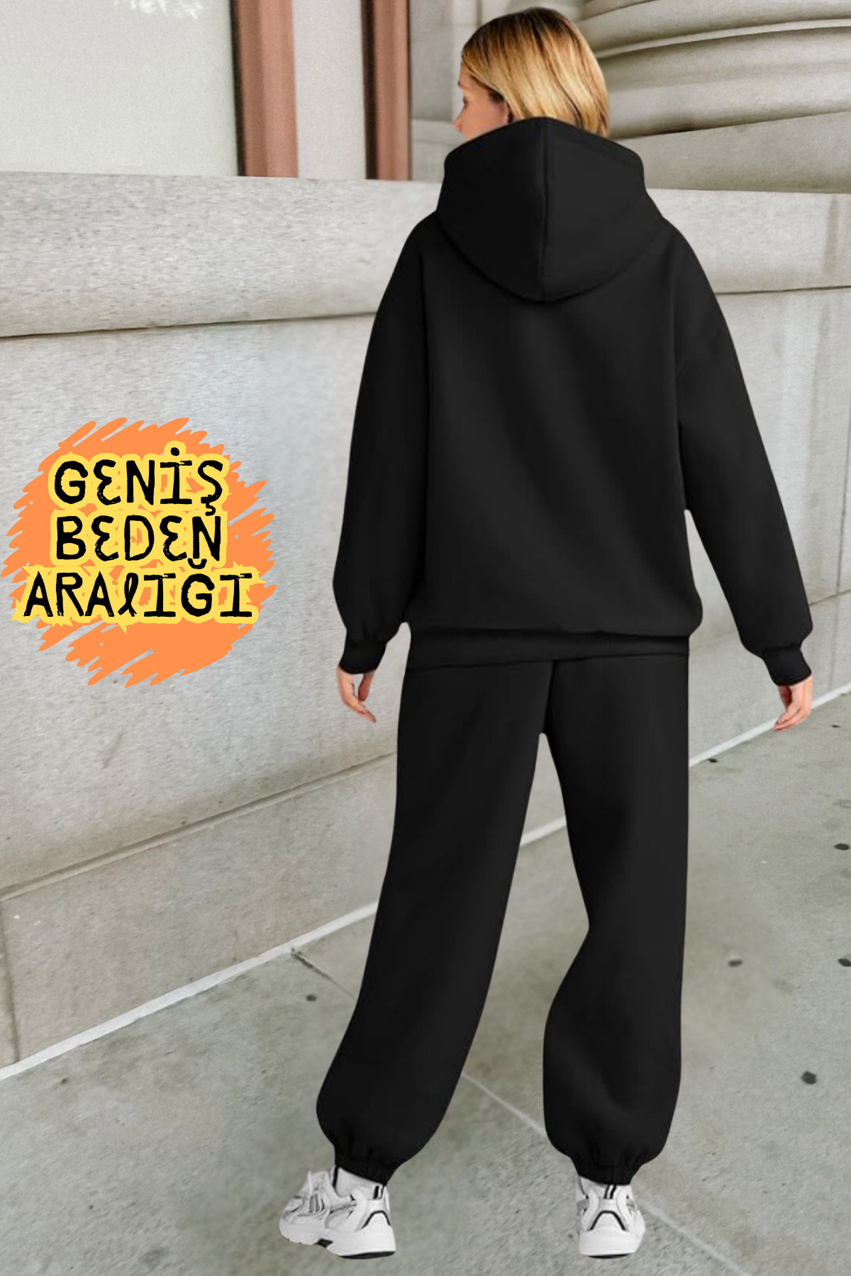 BSBSPOR Baggy Eşofman Altı Jogger Rahat Kesim Yeni Moda Kadın Erkek Siyah Gri görsel 4