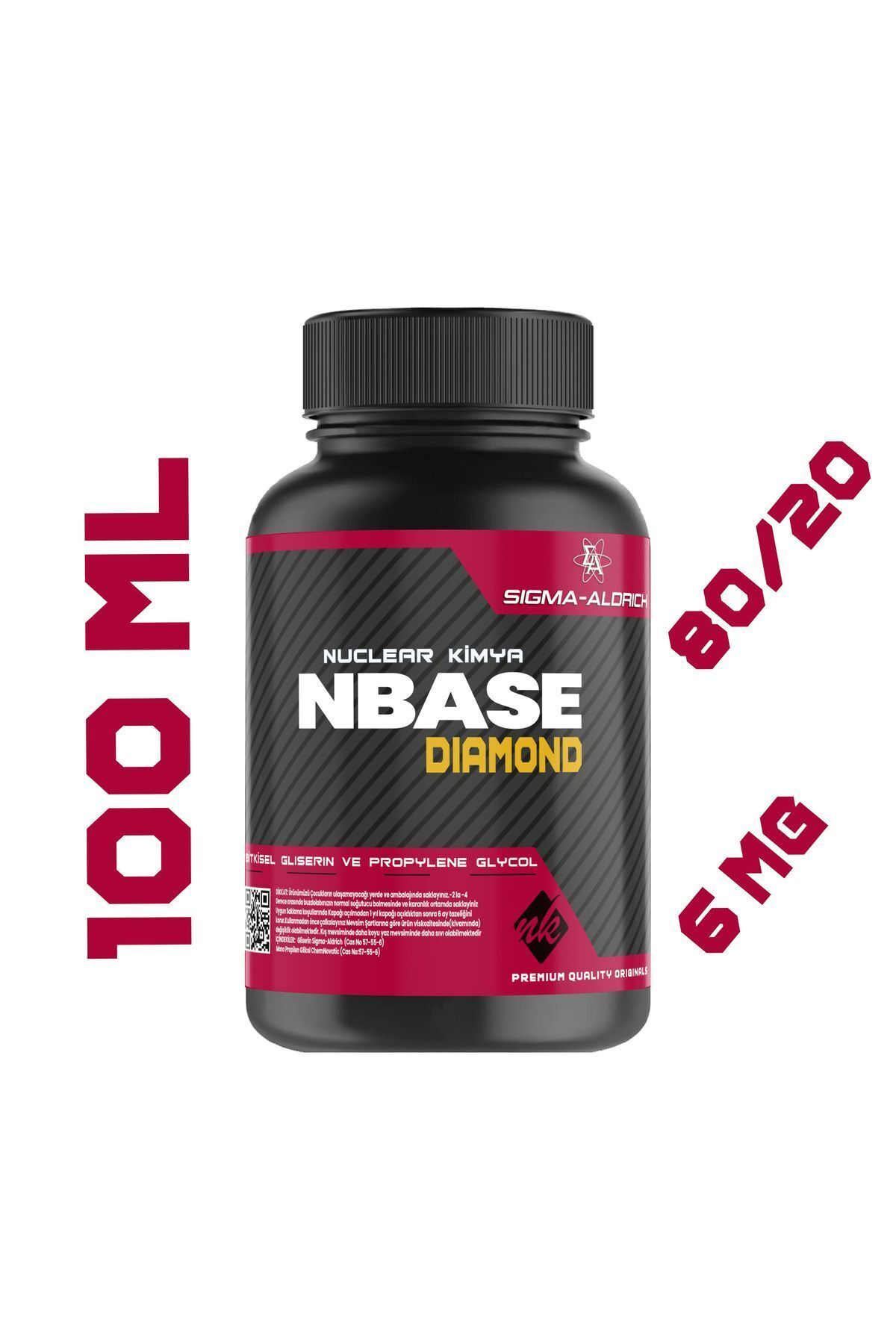 nuclear kimya Diamund Base 100 ml Vg Pg 80-20 6 Mg Sertlik Oranı Gliserin Propilen Glikol Base