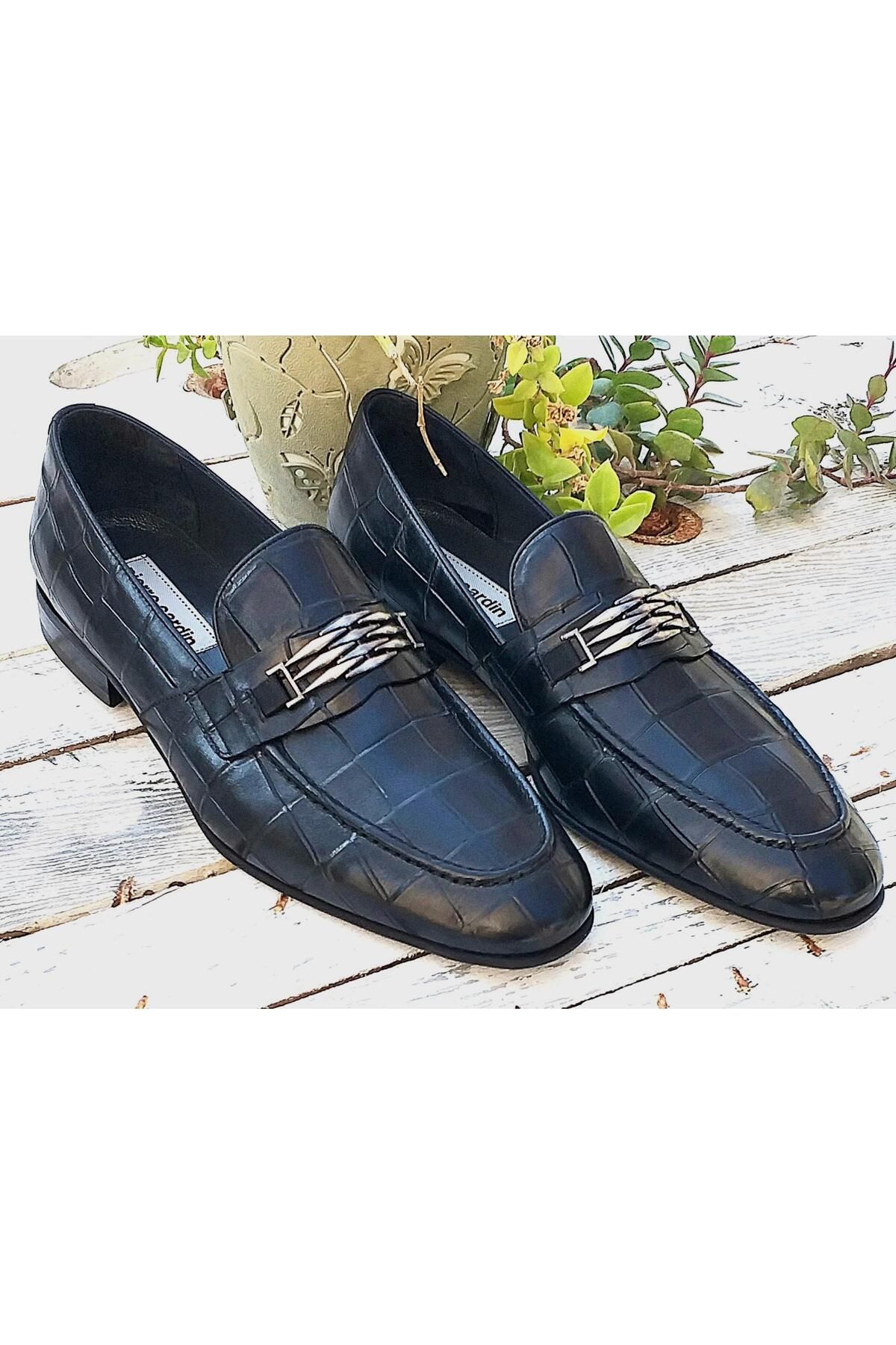 Pierre Cardin Pce377363-6 Erkek Hakiki Deri Krokodil Desenli Tokalı Klasik Loafer Ayakkabı