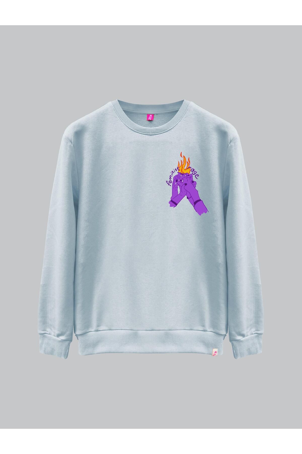 Geveze Lori Semiha Tekir, Dünya Yerinden Oynar Adlı Sweatshirt Boyamalı Gri unisex