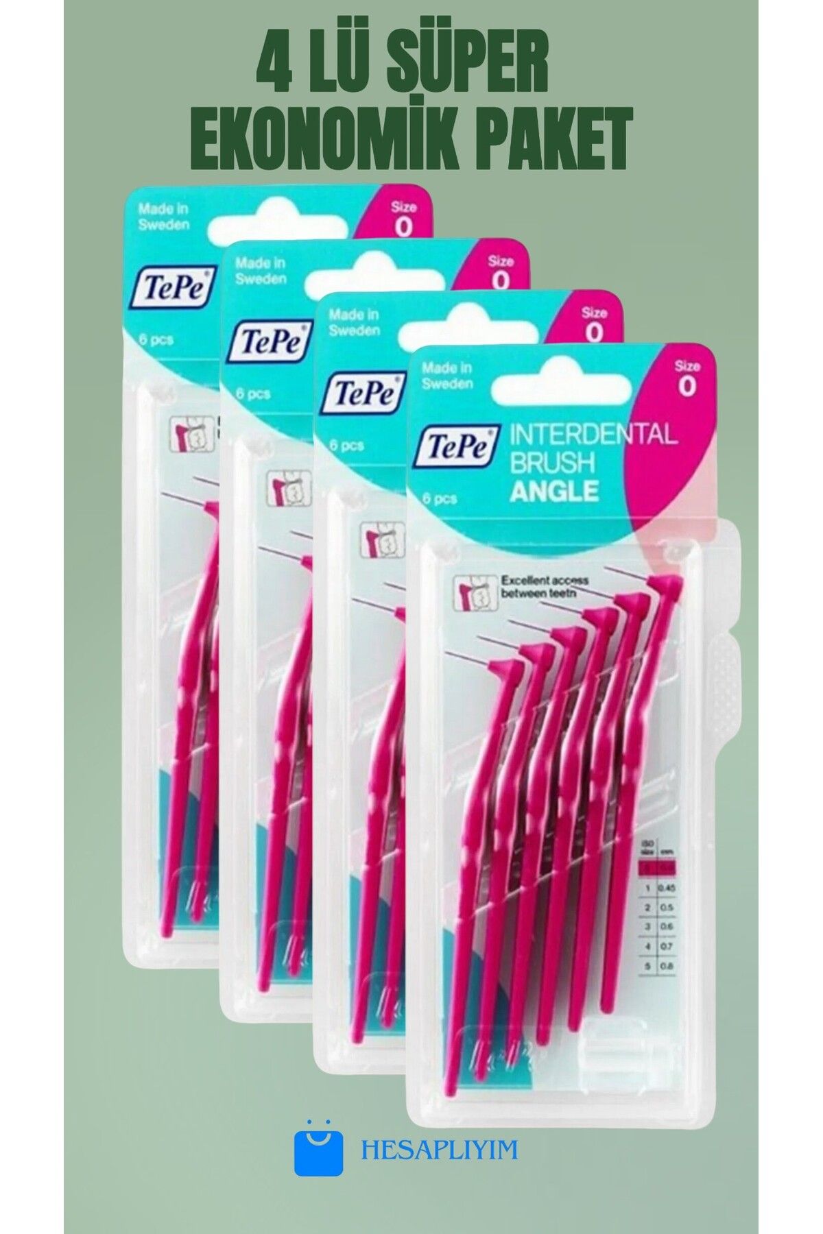 TePe Angle Arayüz Fırçası Pembe 0.4 Mm 6 Lı- 4lü süper ekonomik paket