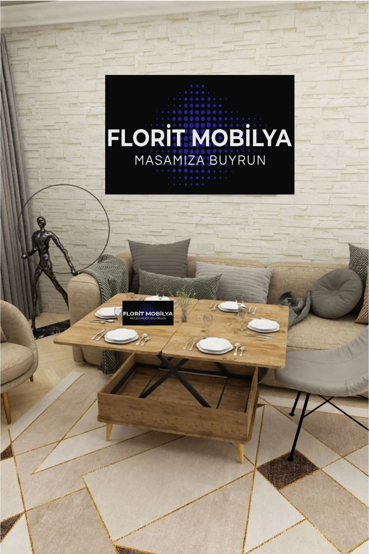 florit mobilya masamıza buyurun First Class Akıllı Sehpa Sihirli Sehpa 3 Kademeli