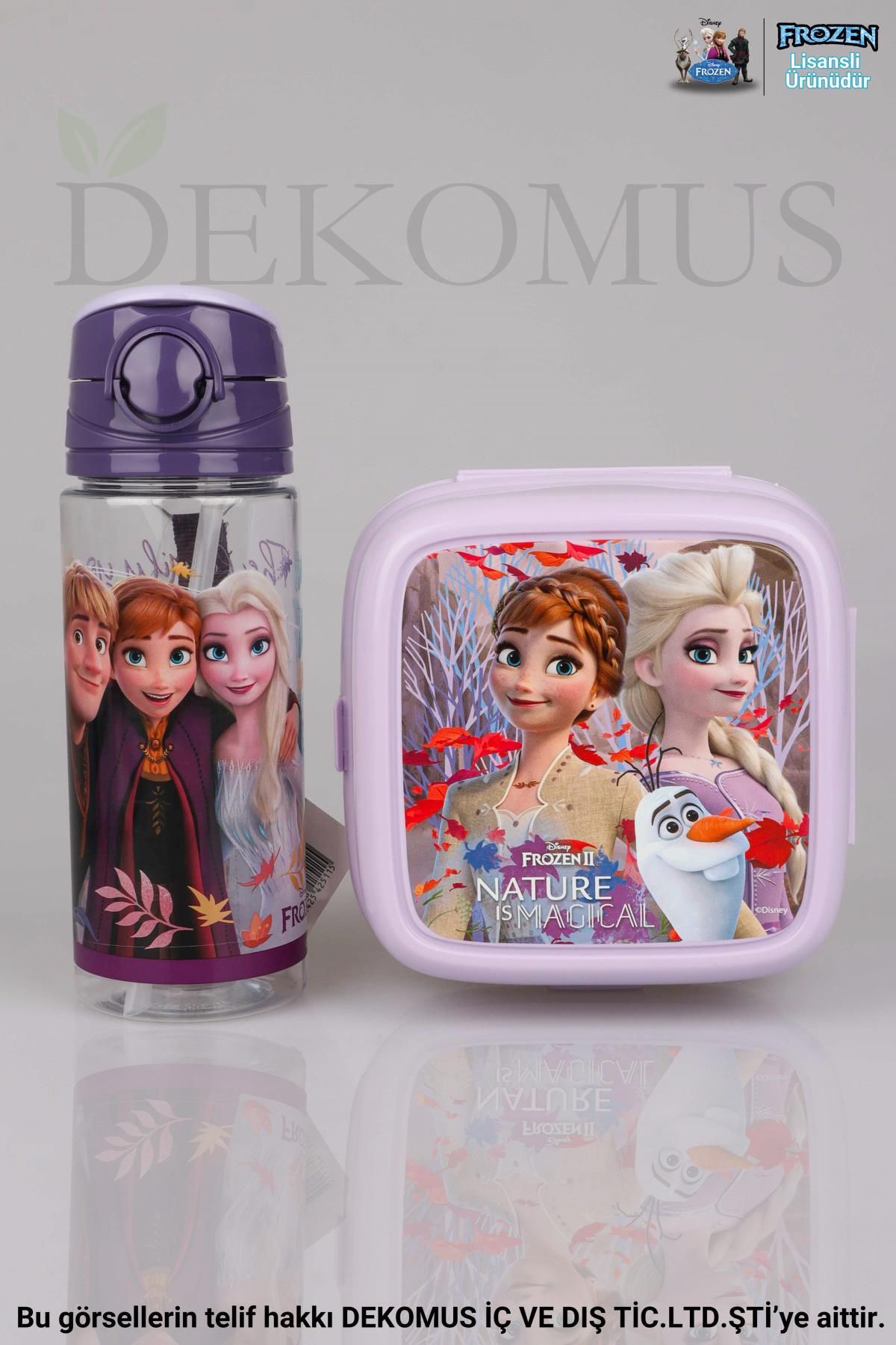 DEKOMUS LİSANSLI ELSA FROZEN "BESLENME KABI VE 500 ML TRITAN MATARA SETİ