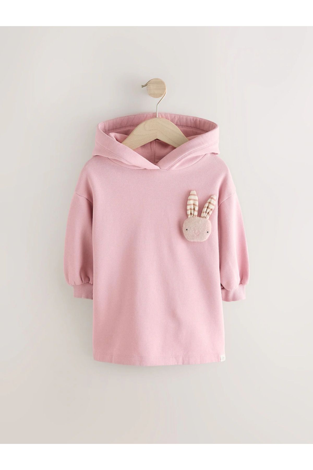 Next Baby-Pink Bunny - Long Sleeve Hooded Sweat Dress 4