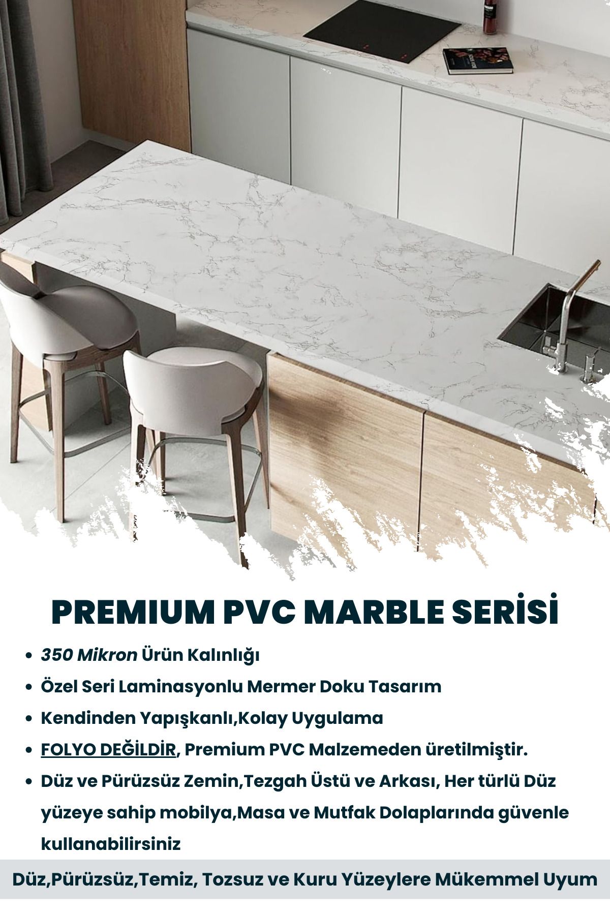 Technojet-Self Adhesive Marble Pattern Premium Floor Kitchen Wall Cabinet Table Covering 60Cmx100Cm 6